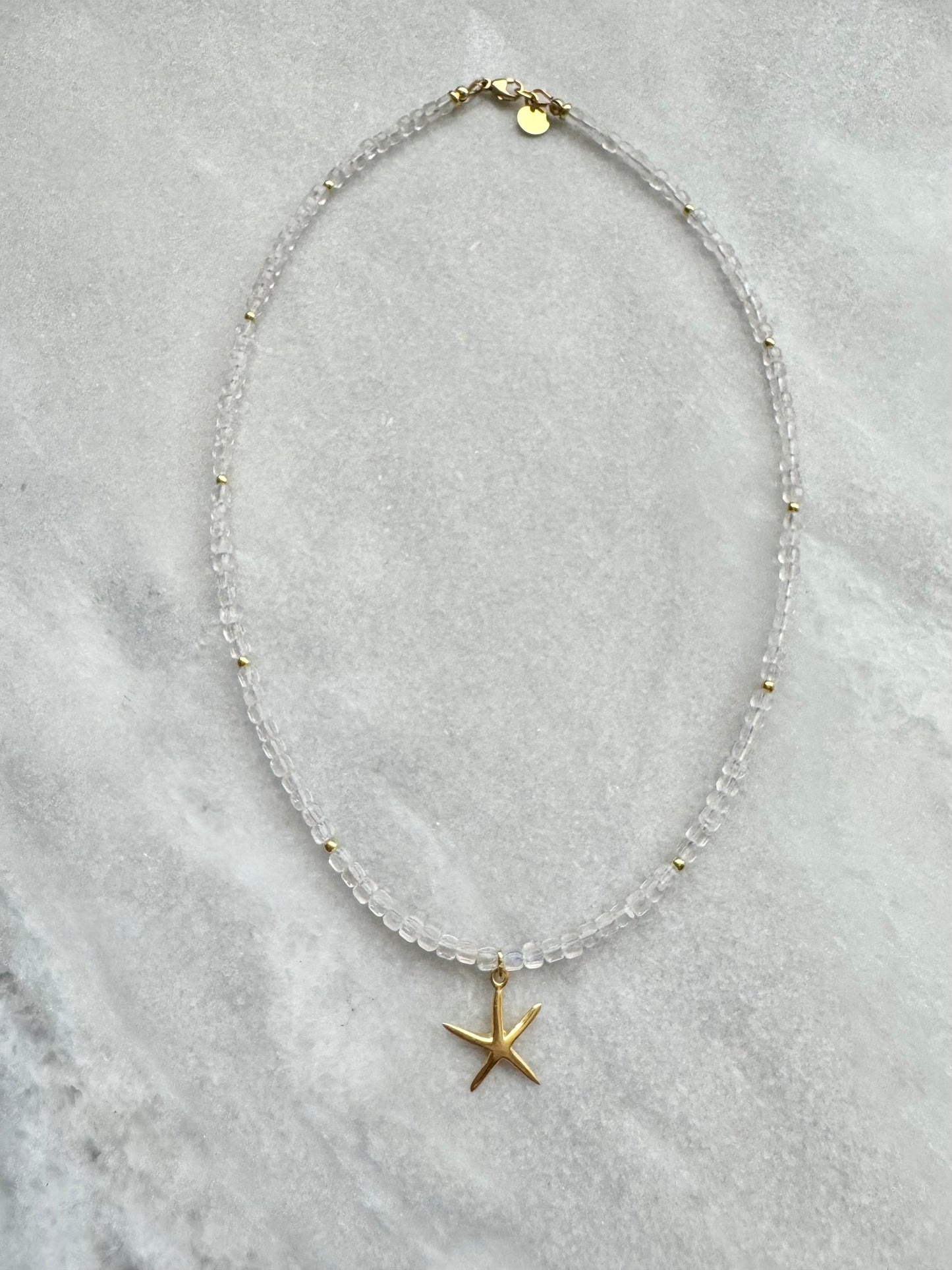 Moonstone Ocean Sparkle Necklace / Gold Vermeil