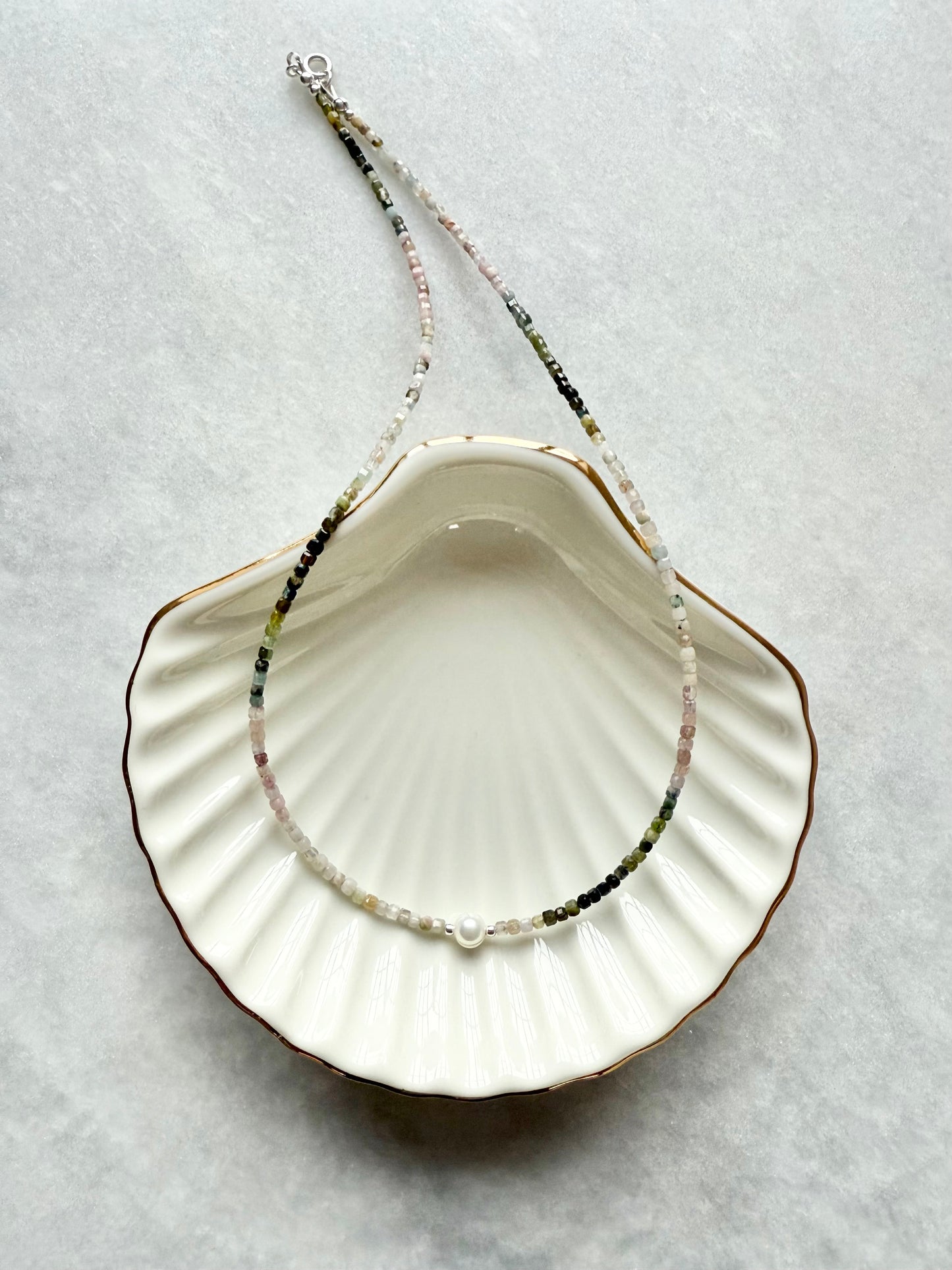 Watermelon Tourmaline Silver Necklace