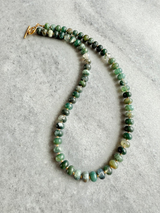 Moss Agate Balance Beaded Necklace