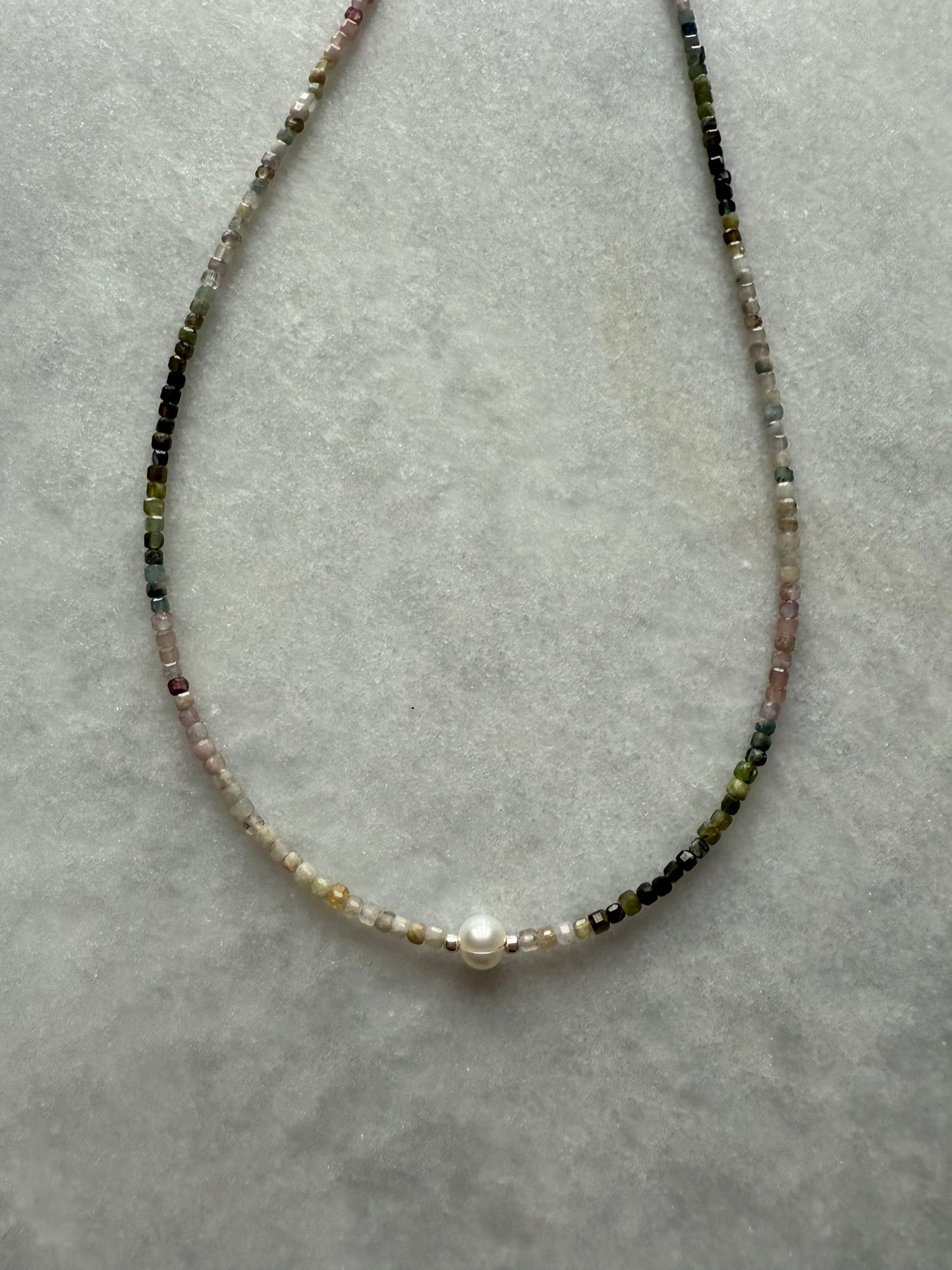 Watermelon Tourmaline Silver Necklace