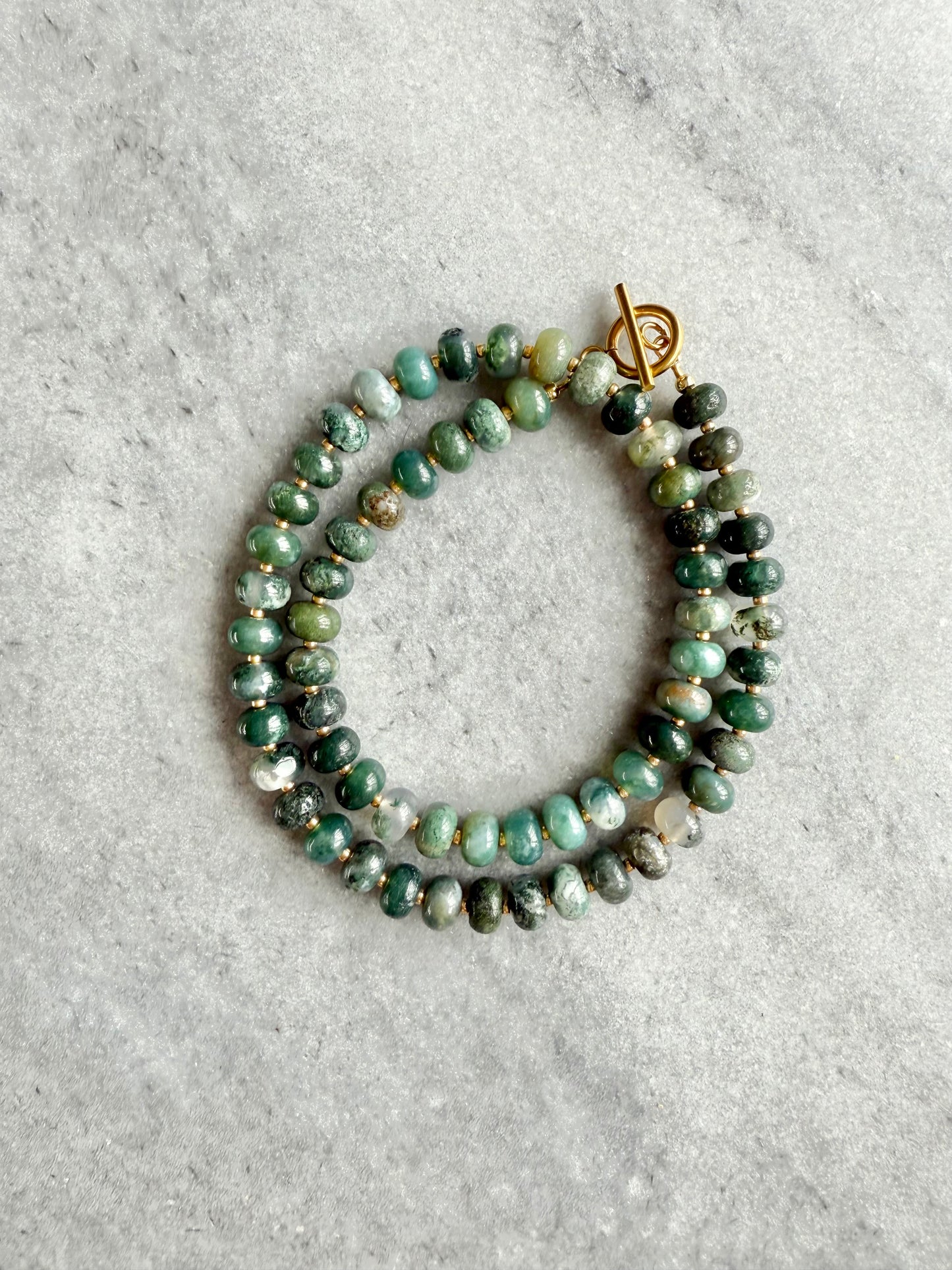 Moss Agate Balance Beaded Necklace