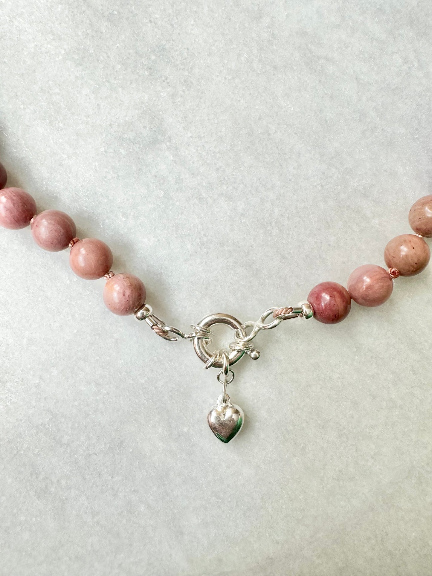 Pink Rhodonite Hand Knotted Necklace