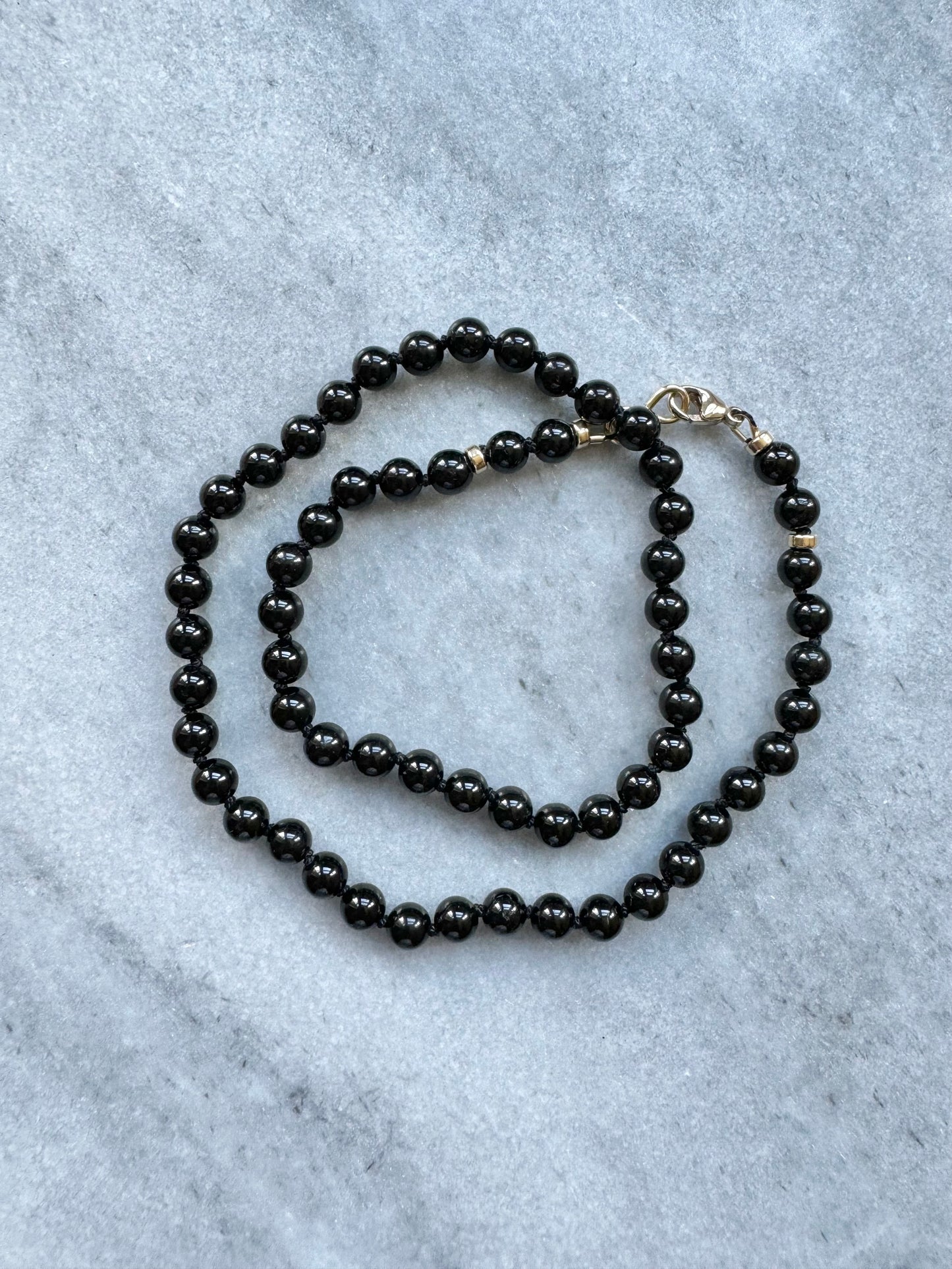 Black Tourmaline Hand Knotted Necklace