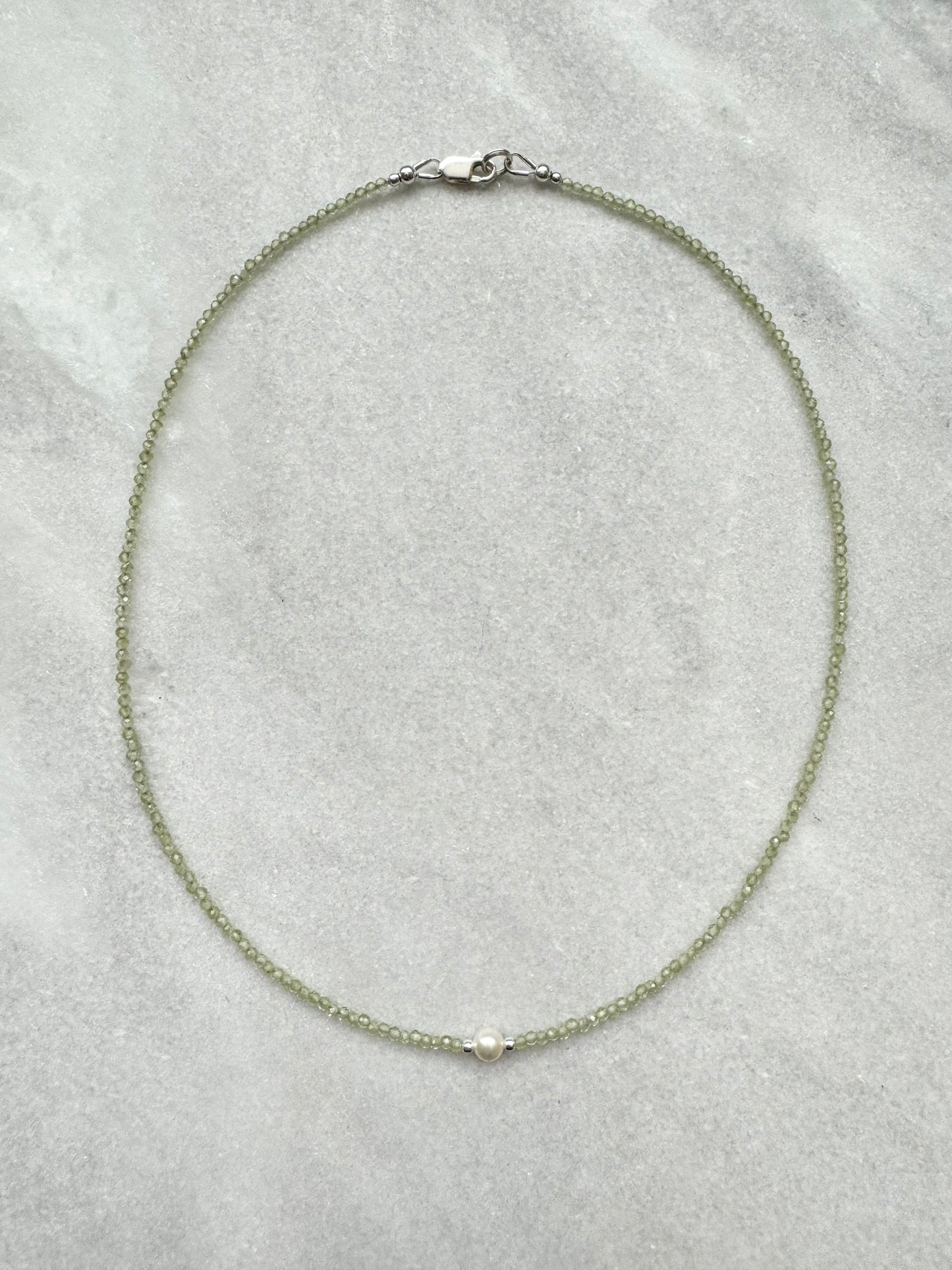 Dainty Peridot Silver Necklace