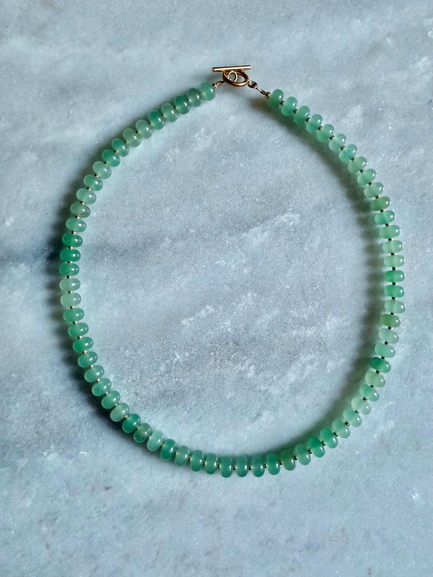 Forest Glow Green Aventurine Rondelle Necklace