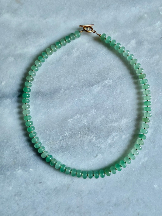 Forest Glow Green Aventurine Rondelle Necklace