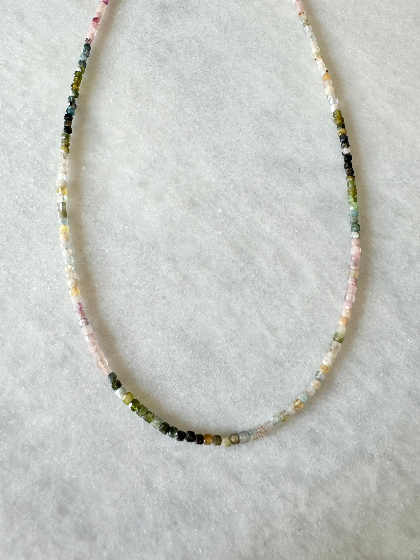 Rainbow Tourmaline Silver Necklace