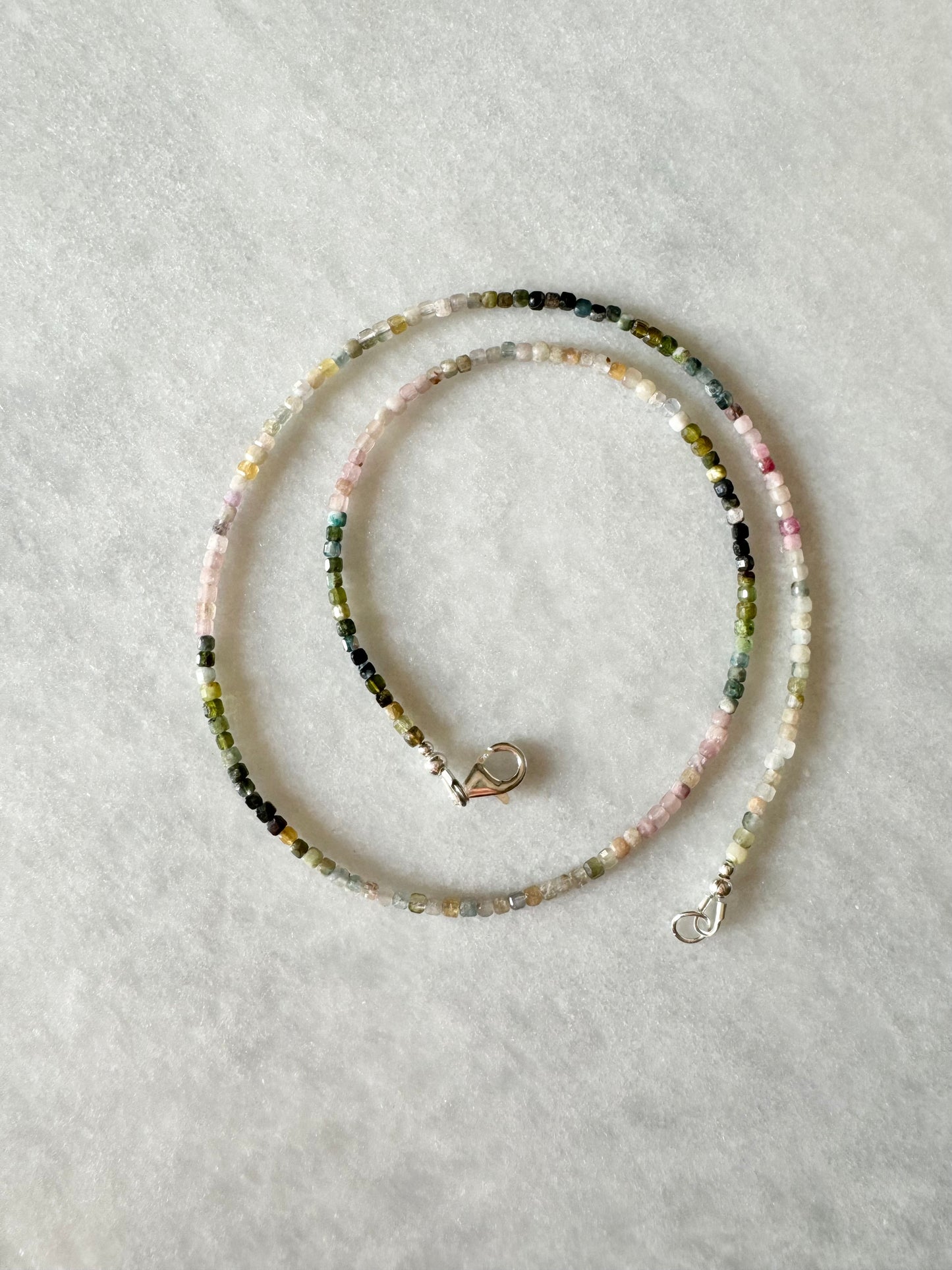 Rainbow Tourmaline Silver Necklace