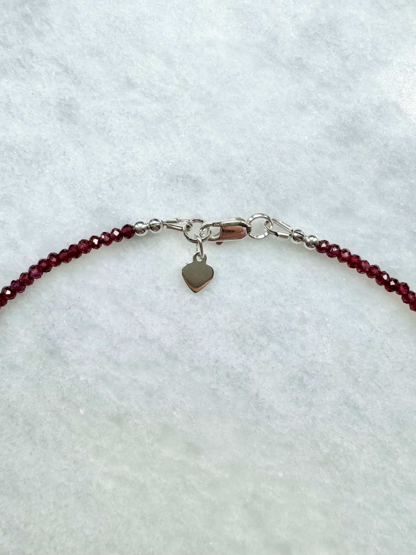 Dainty Garnet Silver Necklace