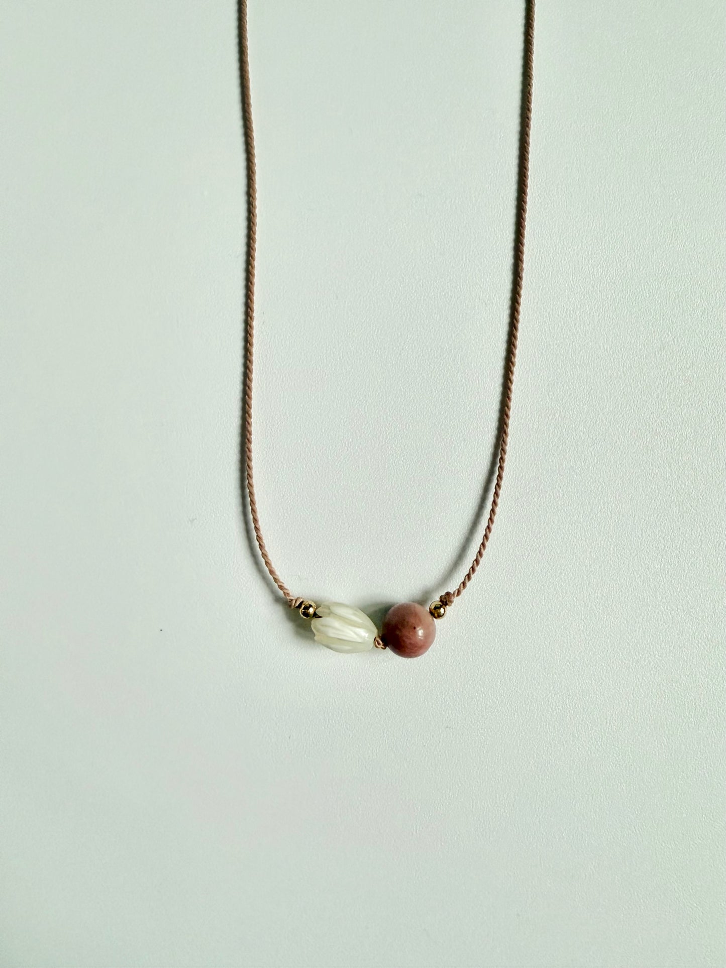 Rhodonite & Mother of Pearl Pendant Necklace