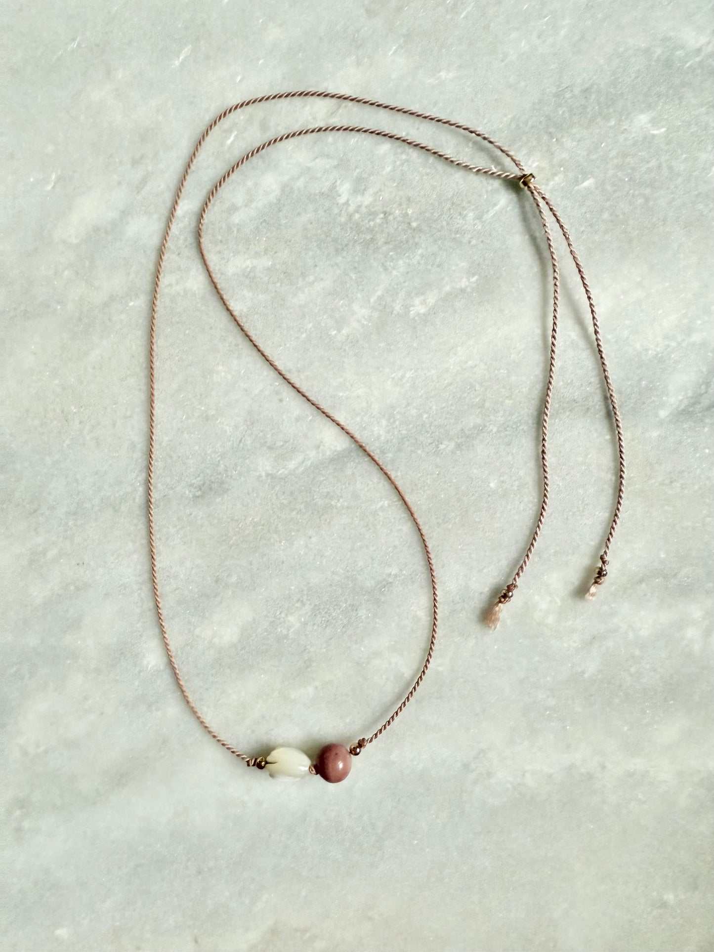 Rhodonite & Mother of Pearl Pendant Necklace