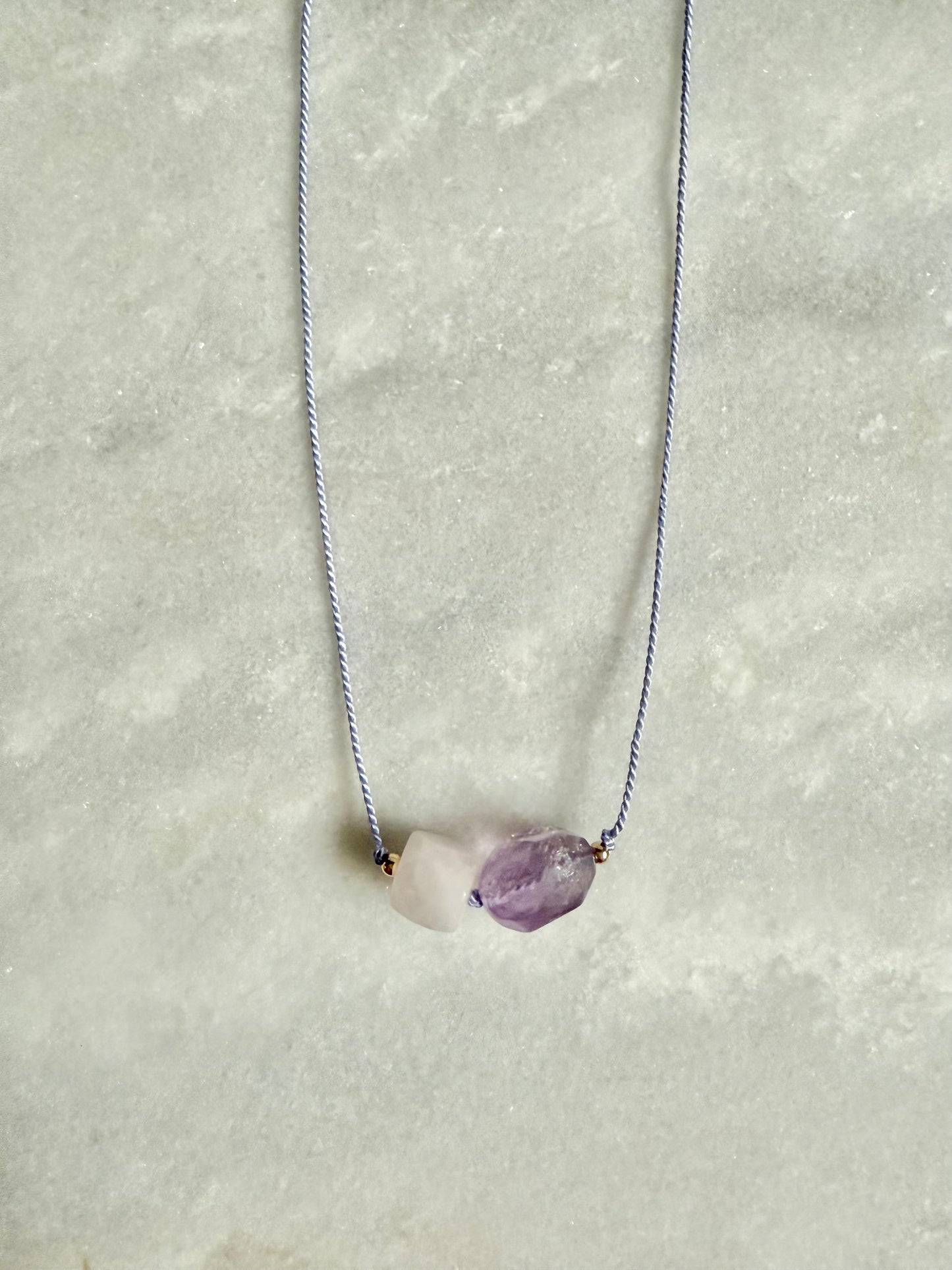 Amethyst & Rose Quartz Pendant Necklace