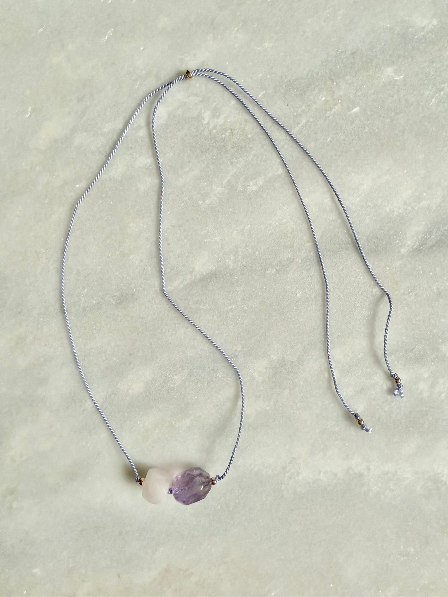 Amethyst & Rose Quartz Pendant Necklace