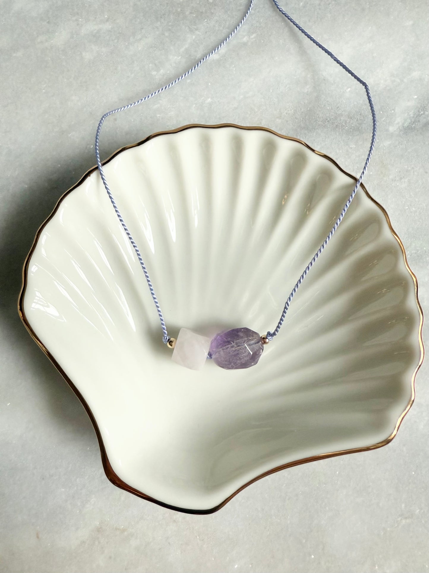 Amethyst & Rose Quartz Pendant Necklace