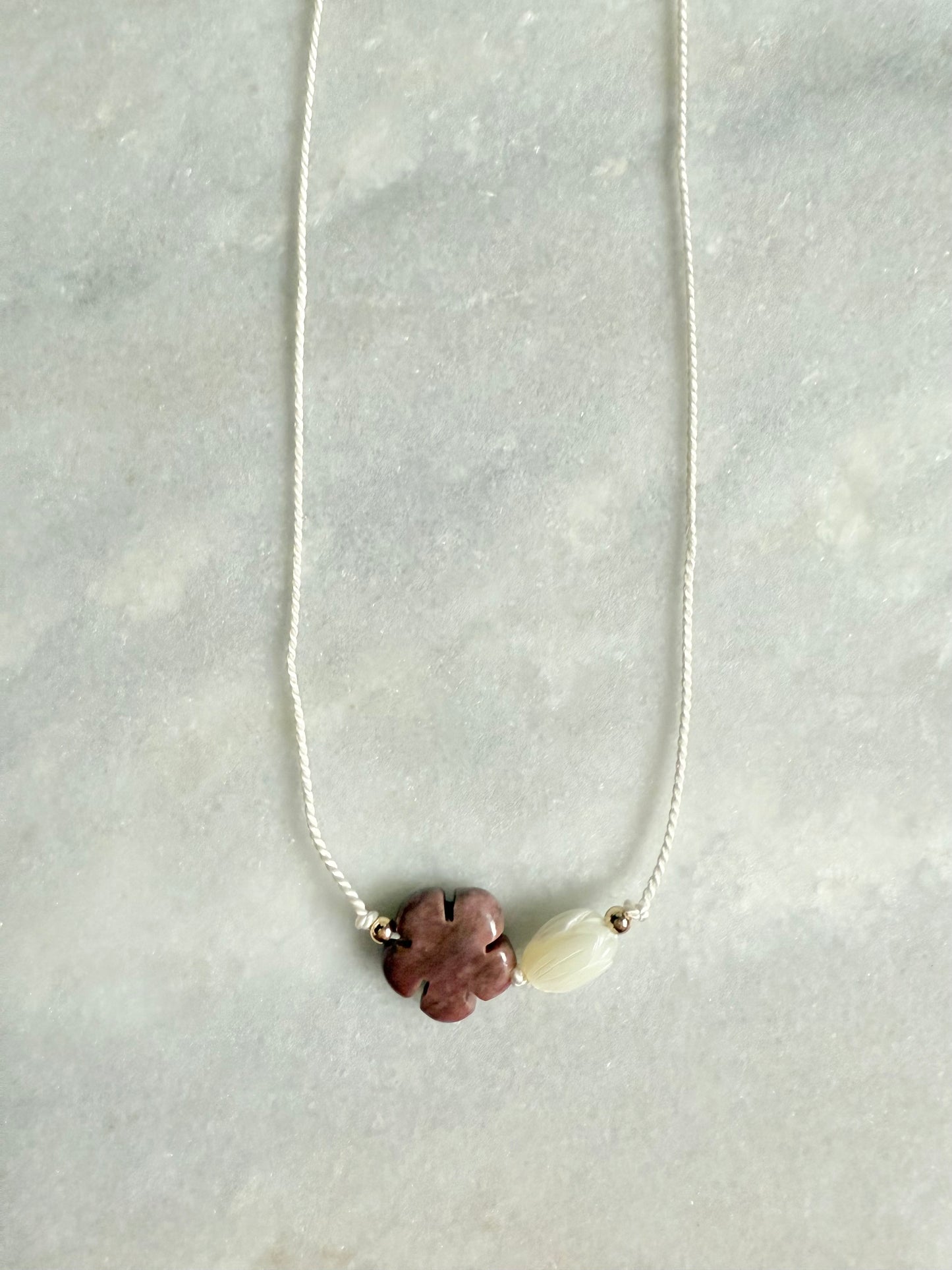 Rhodonite Flower Pendant Necklace