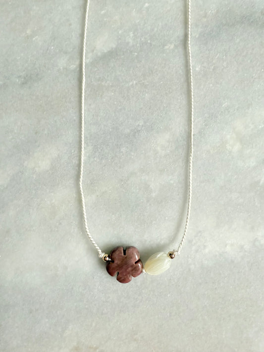 Rhodonite Flower Pendant Necklace