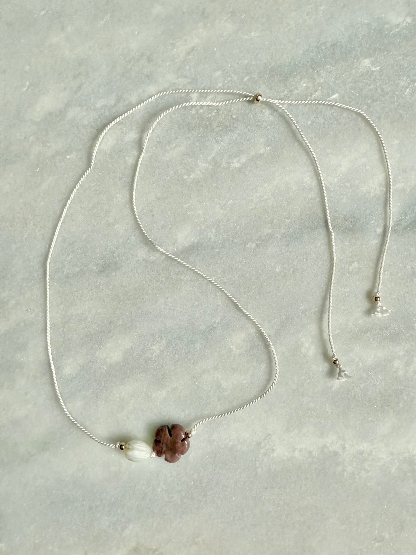 Rhodonite Flower Pendant Necklace