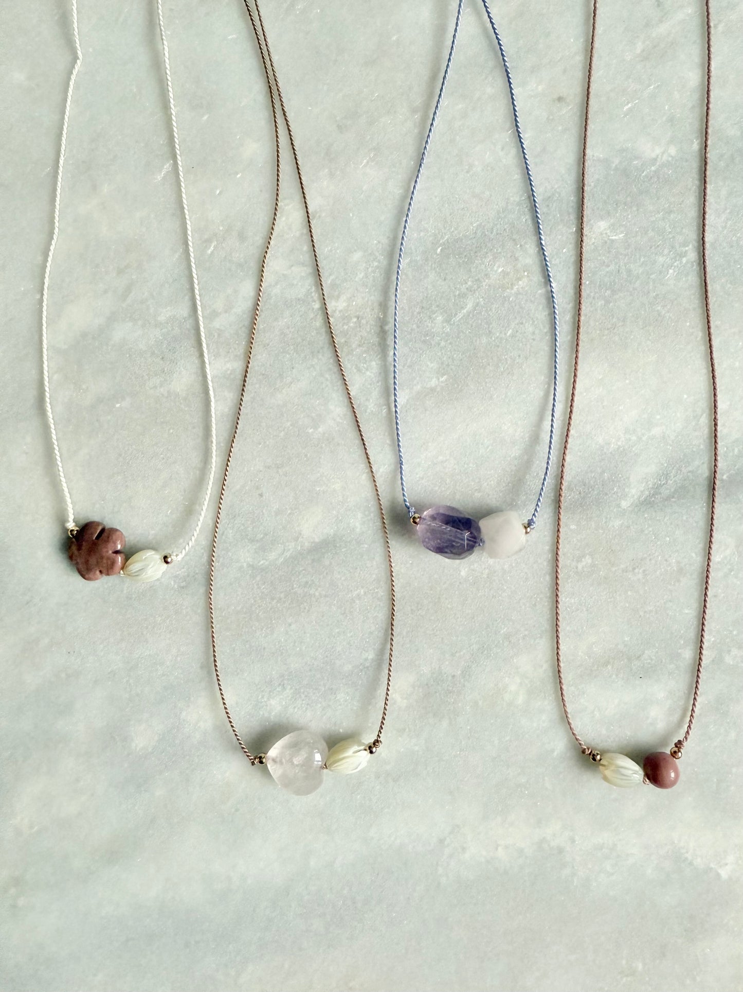 Amethyst & Rose Quartz Pendant Necklace