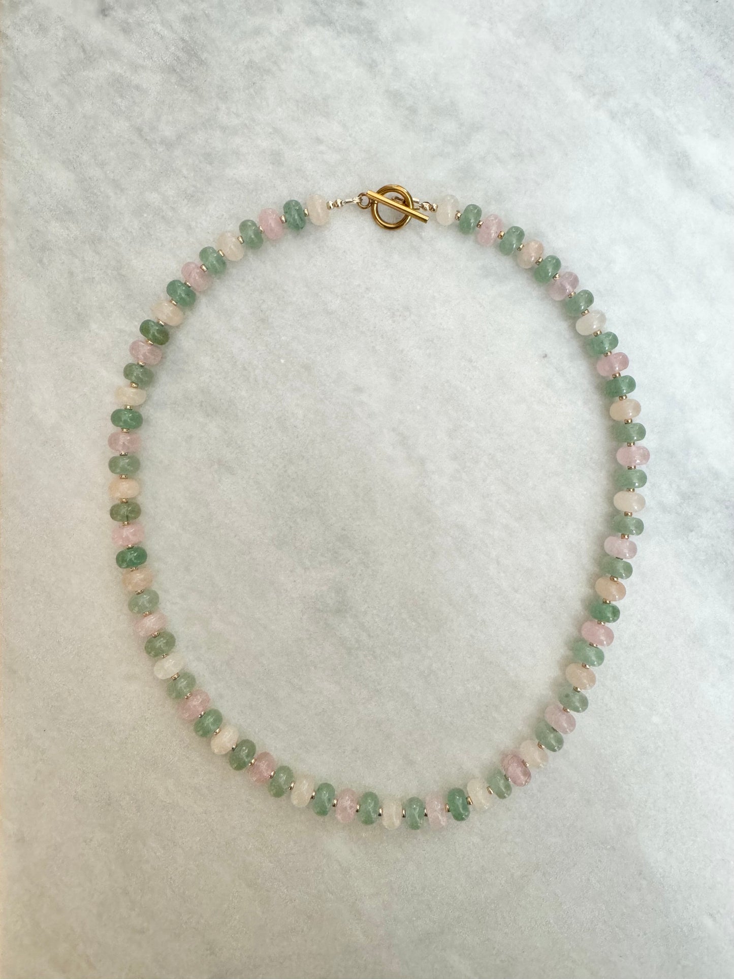 Aventurine & Rose Quartz Candy Beaded Necklace