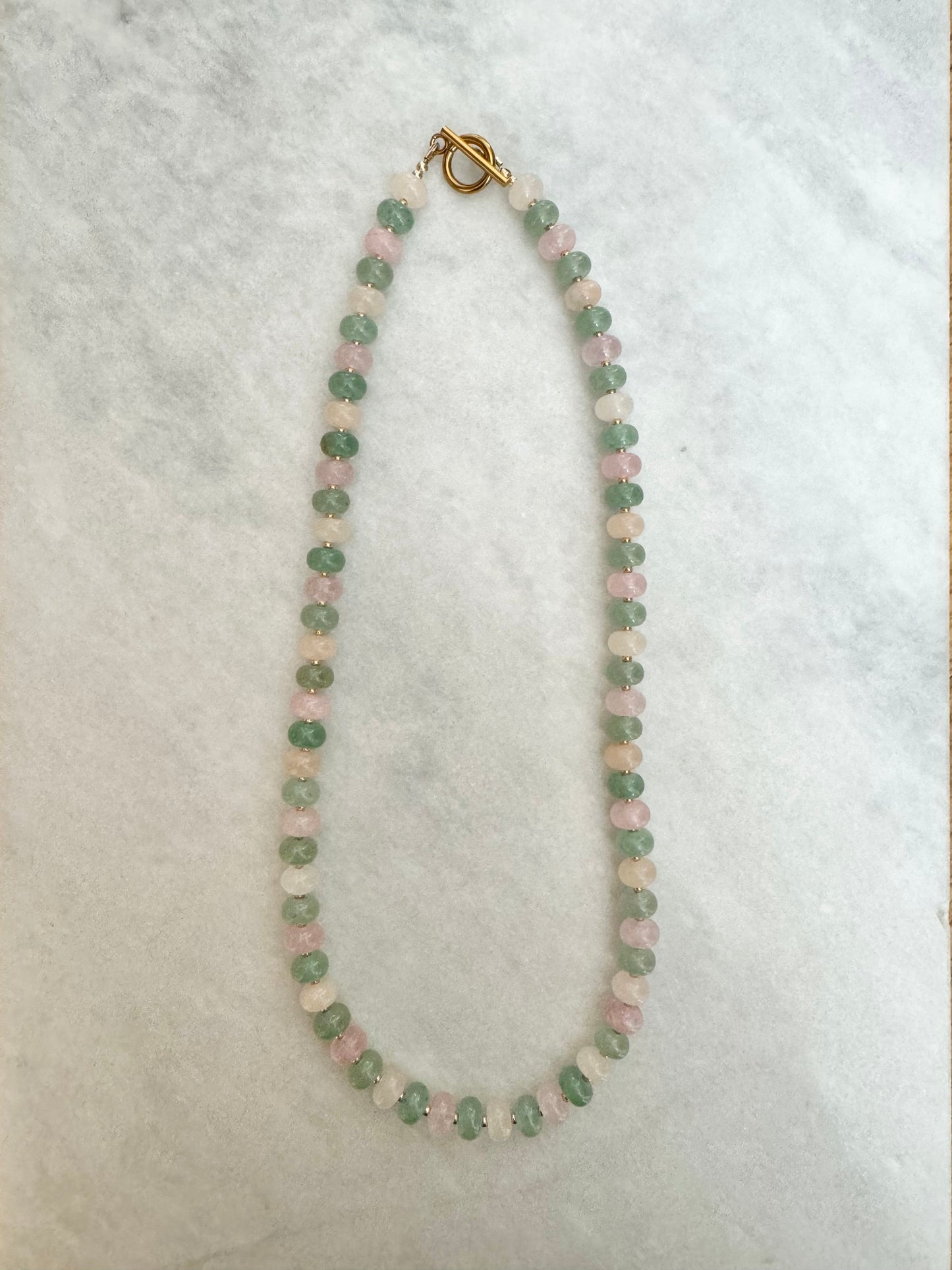 Aventurine & Rose Quartz Candy Beaded Necklace