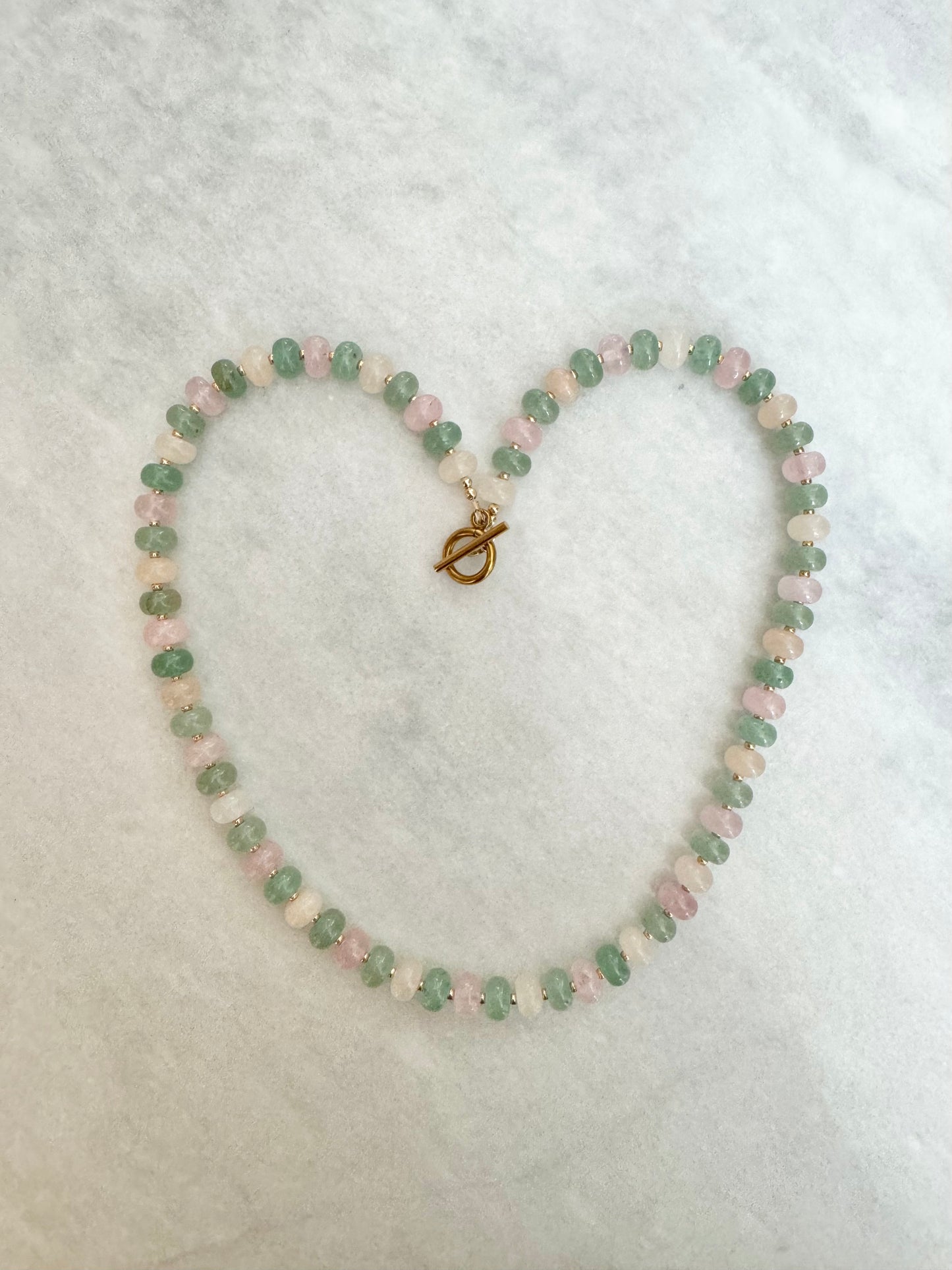 Aventurine & Rose Quartz Candy Beaded Necklace