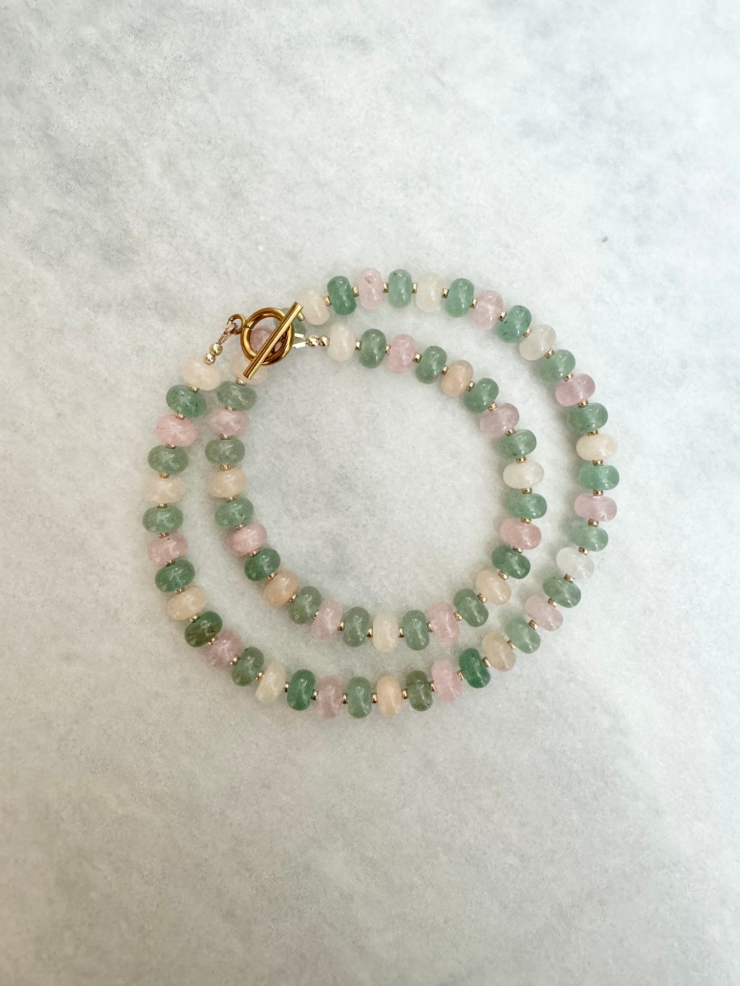 Aventurine & Rose Quartz Candy Beaded Necklace