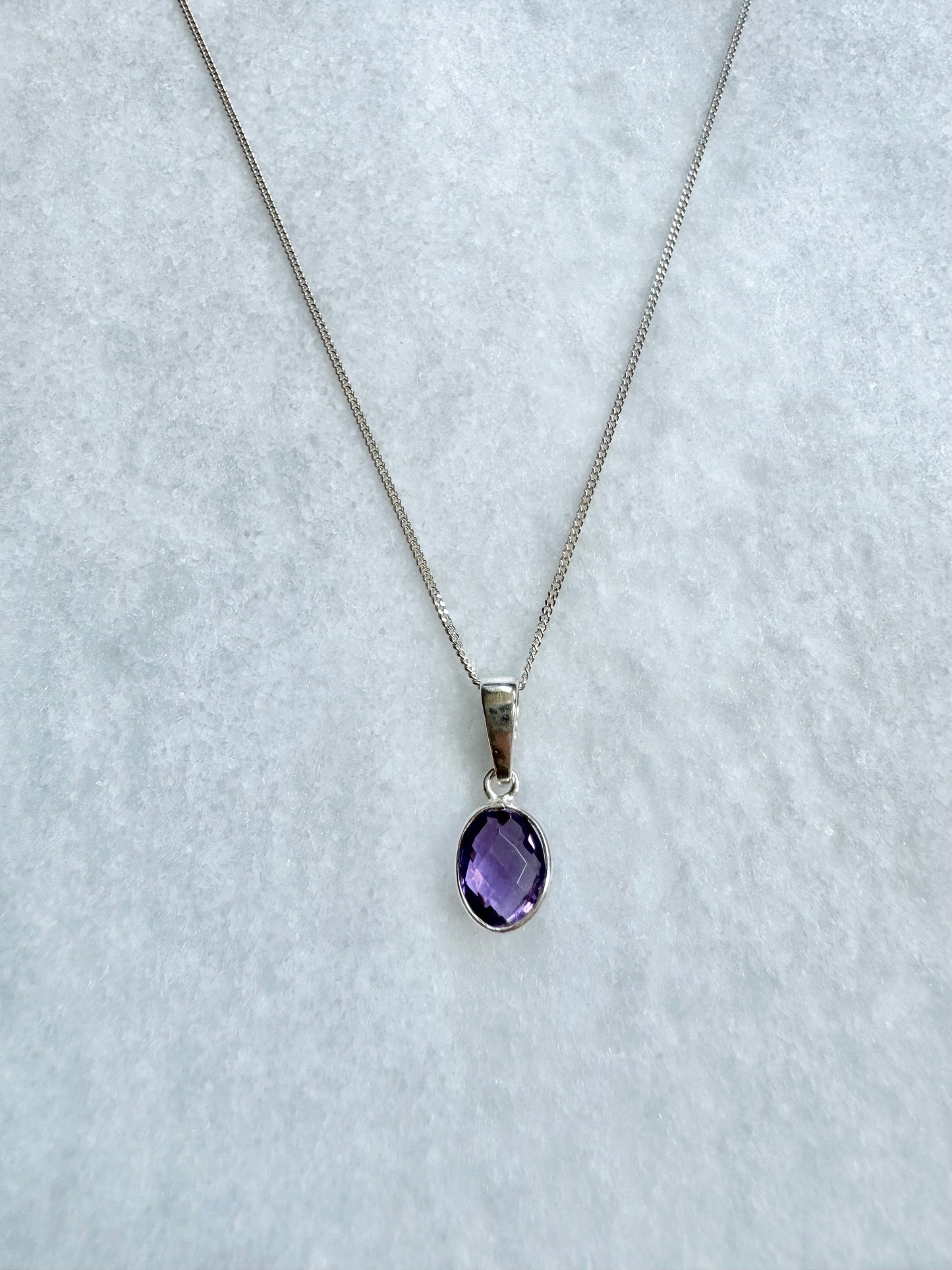 Dainty Amethyst Silver Pendant Necklace