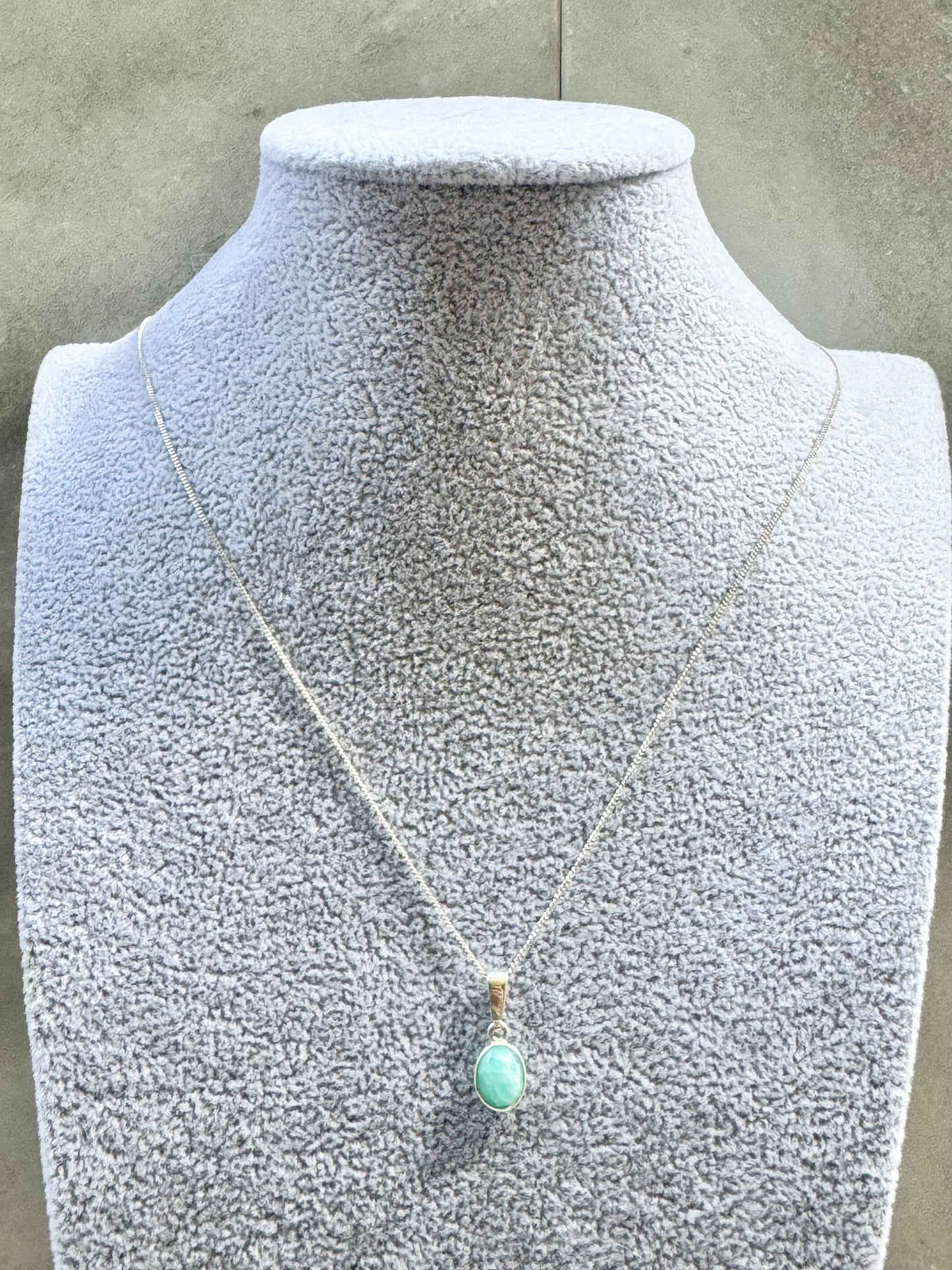 Dainty Amazonite Silver Pendant Necklace