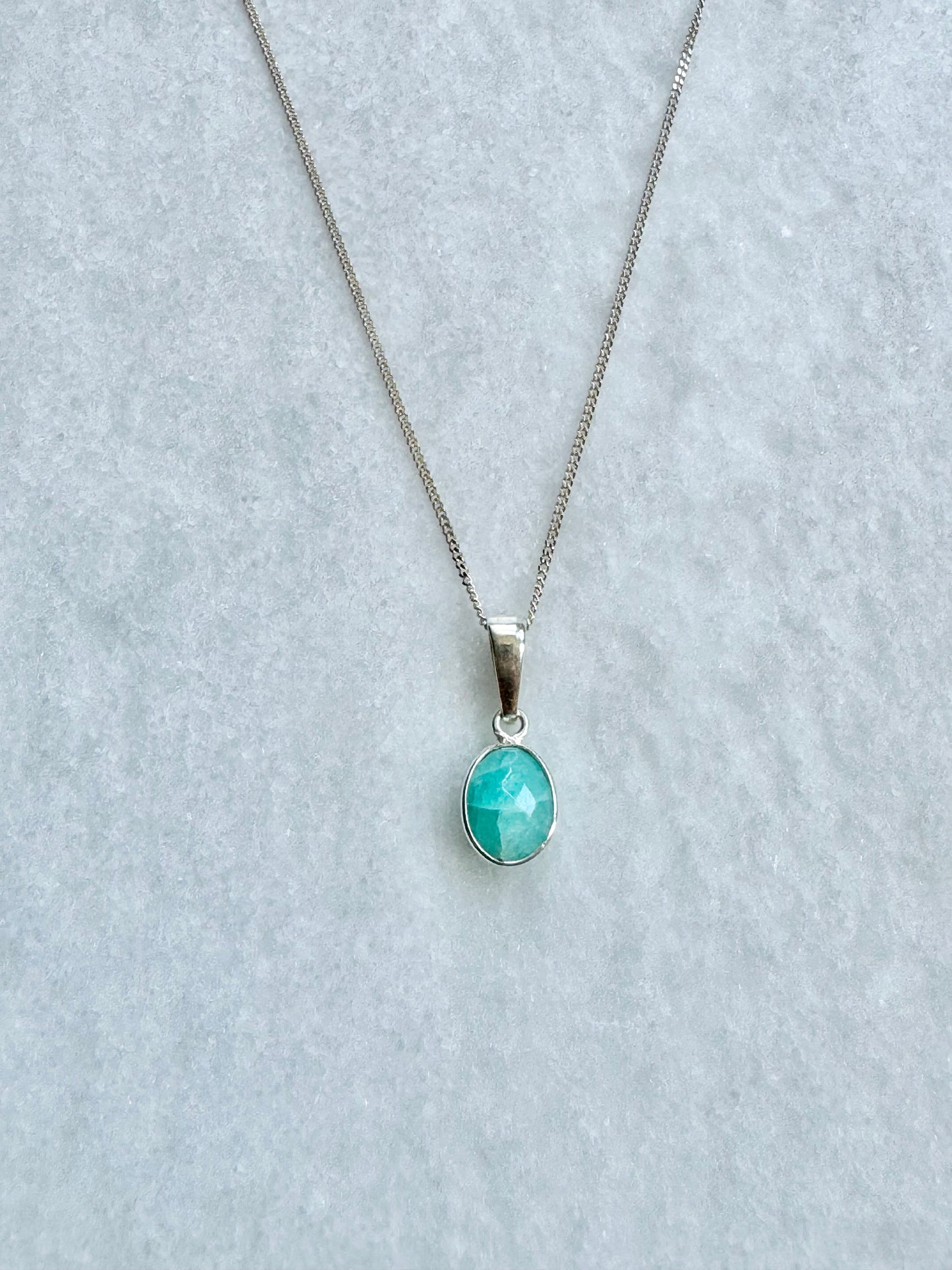 Dainty Amazonite Silver Pendant Necklace