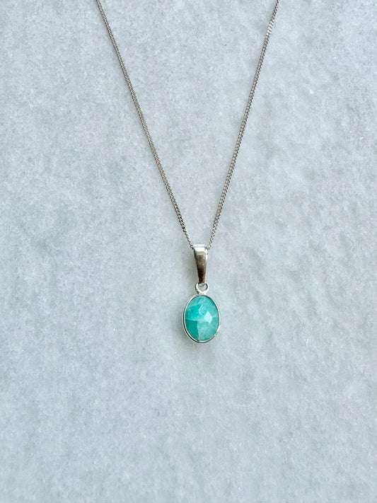 Dainty Amazonite Silver Pendant Necklace