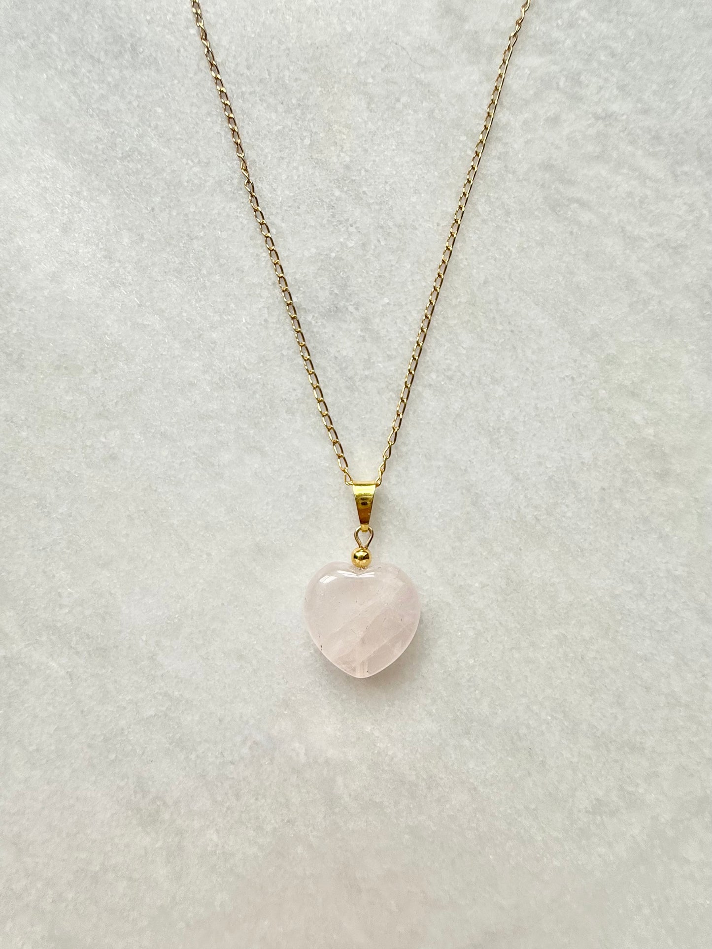 Rose Quartz Heart Pendant Necklace / Gold Vermeil