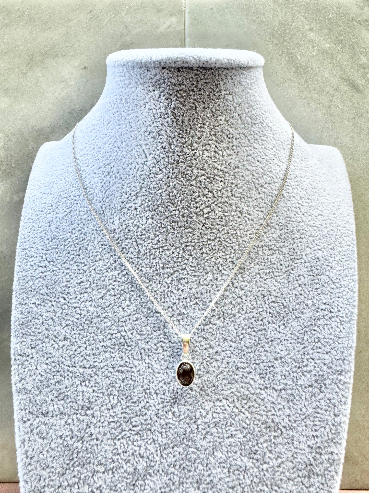 Dainty Garnet Silver Pendant Necklace