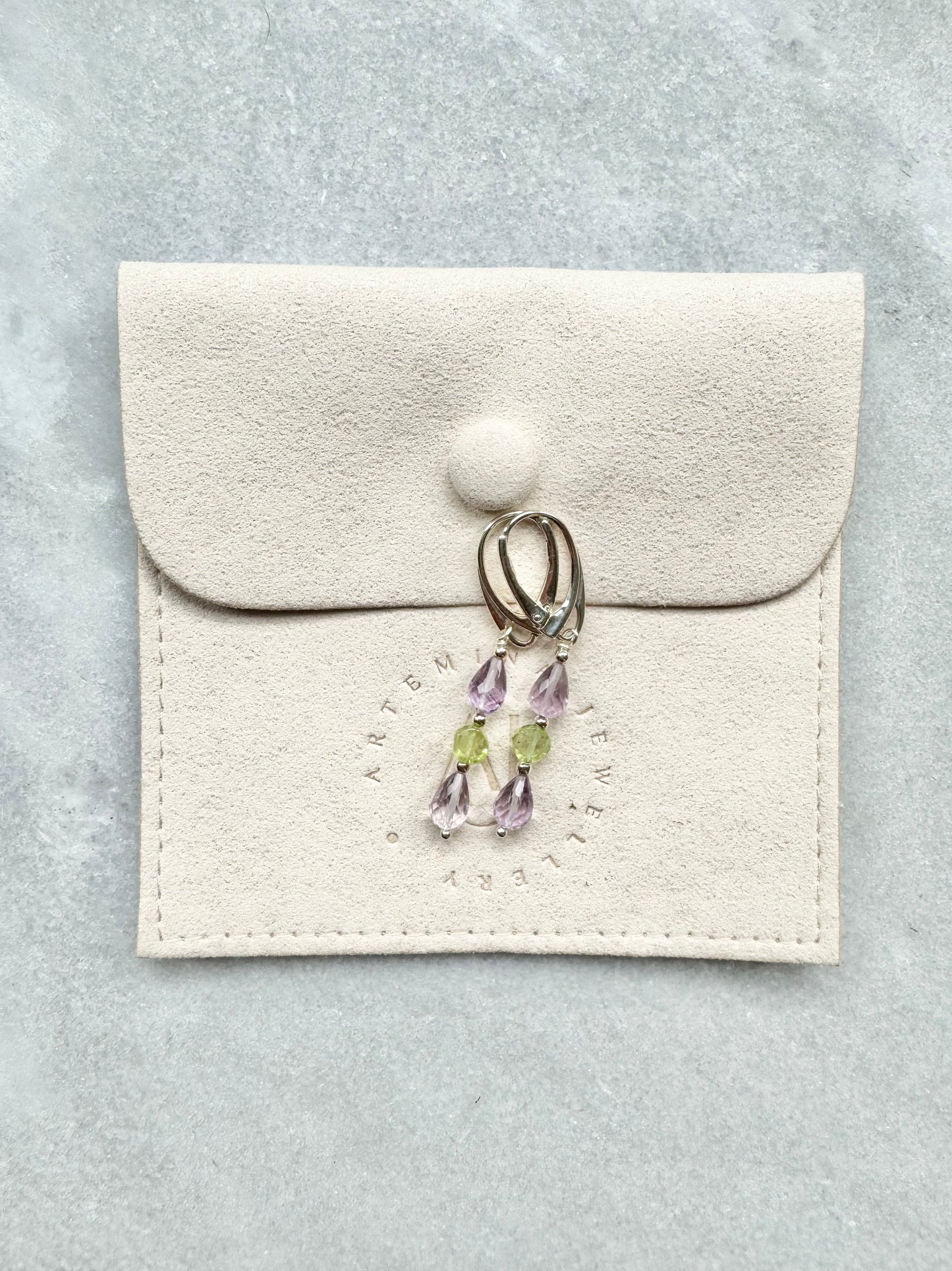 Morning Dew Amethyst & Peridot Silver Earrings