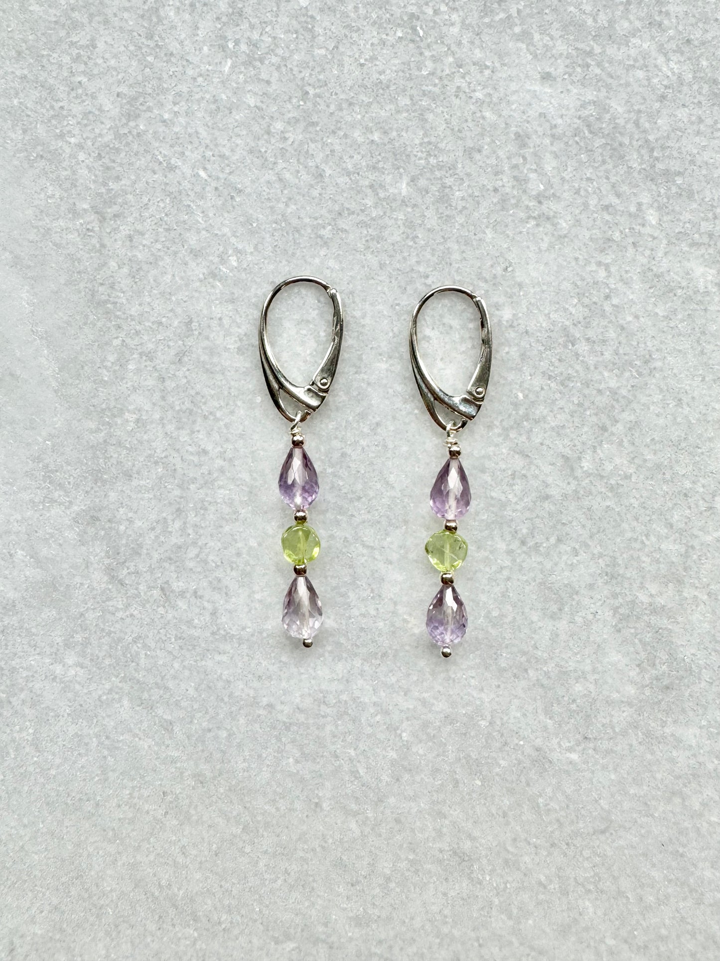 Morning Dew Amethyst & Peridot Silver Earrings