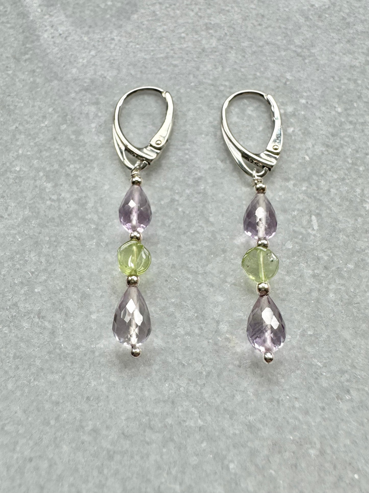 Morning Dew Amethyst & Peridot Silver Earrings