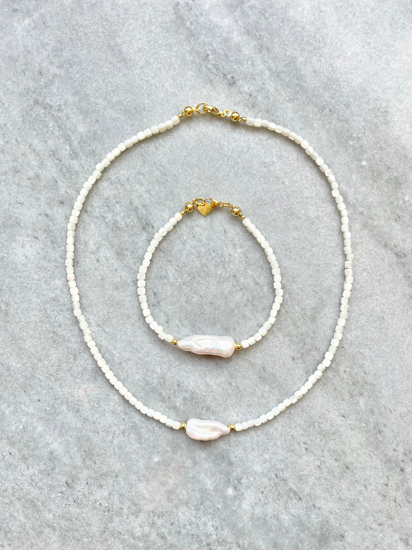 Gold Vermeil Biwa Pearl Bracelet