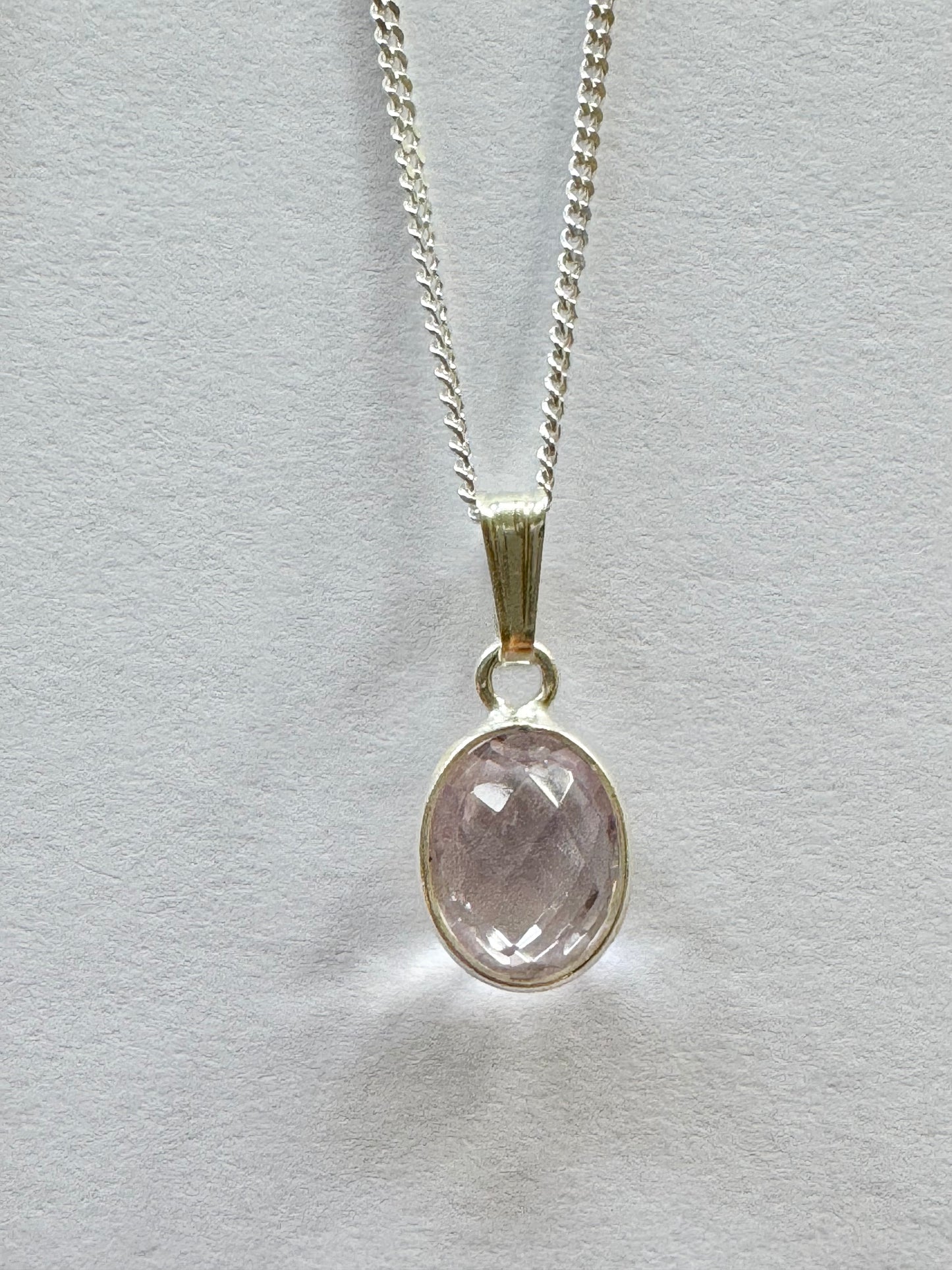 Dainty Pink Amethyst Silver Pendant Necklace