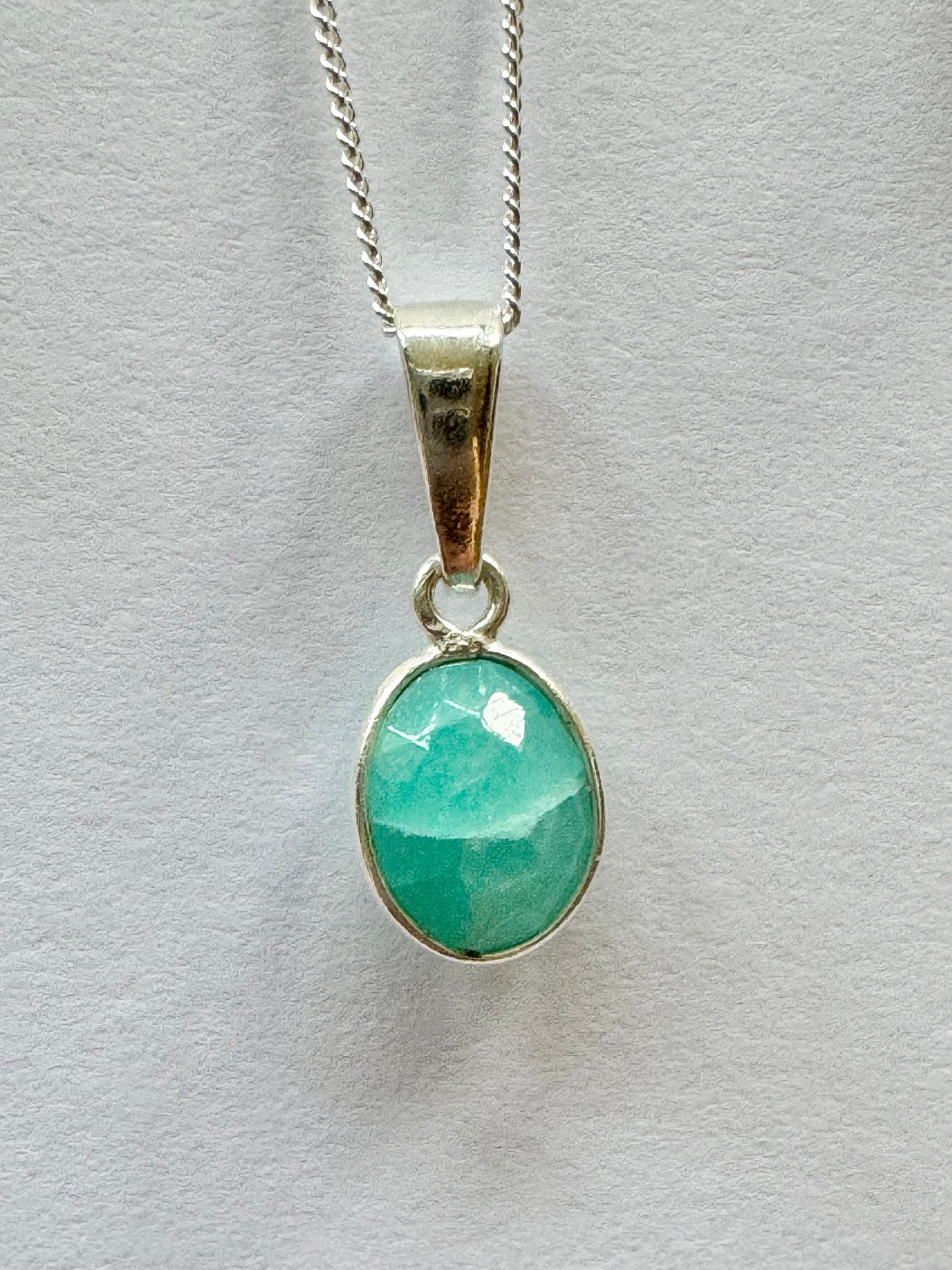 Dainty Amazonite Silver Pendant Necklace