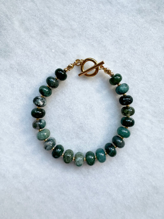 rondelle moss Agate bedade bracelet