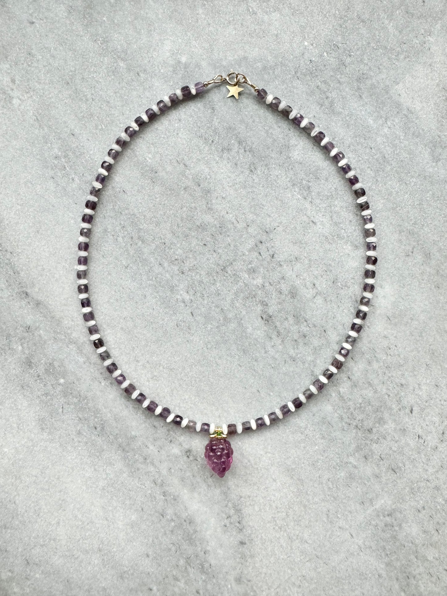 Amethyst & Pearl Fruit Necklace