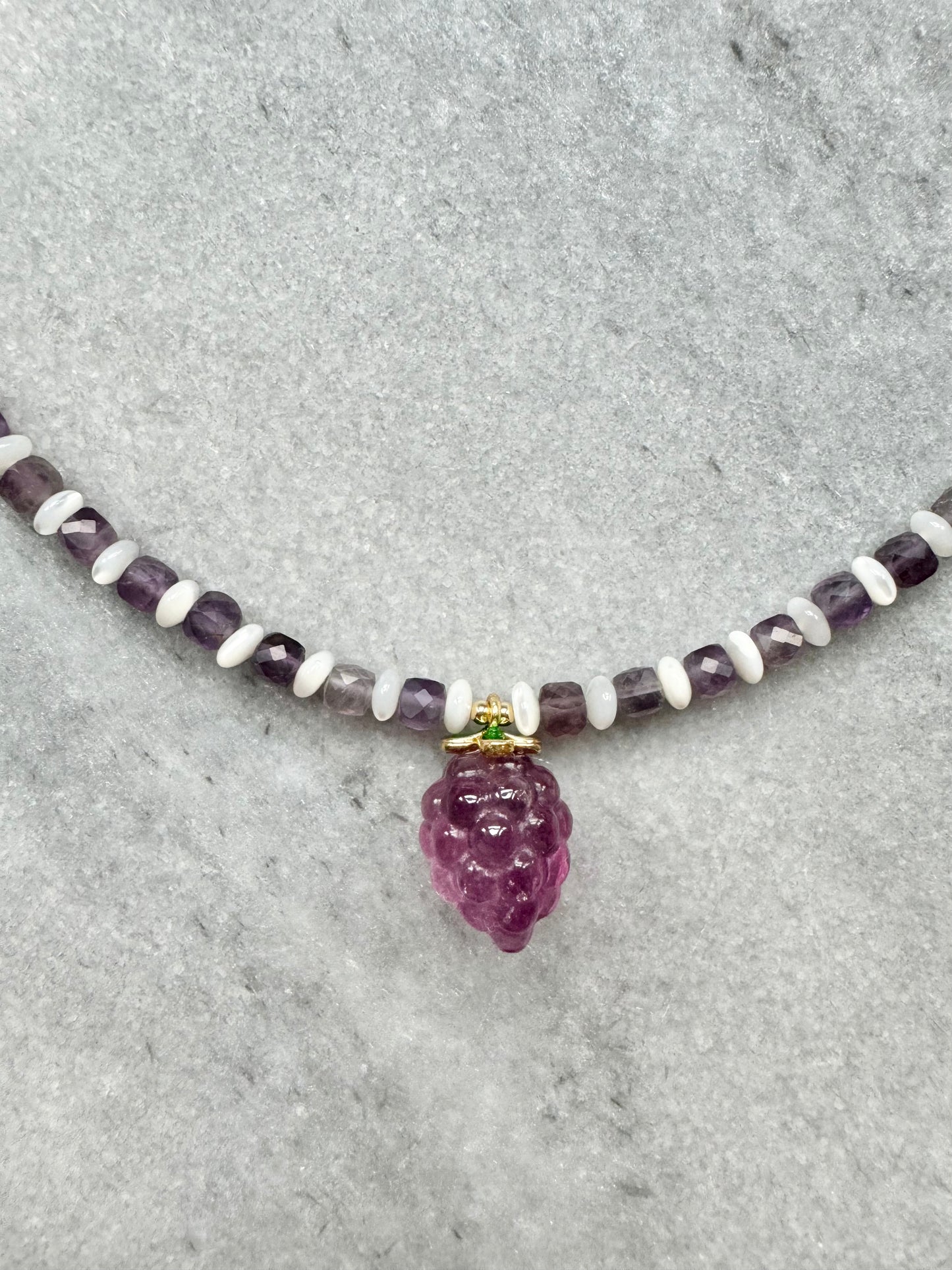 Amethyst & Pearl Fruit Necklace