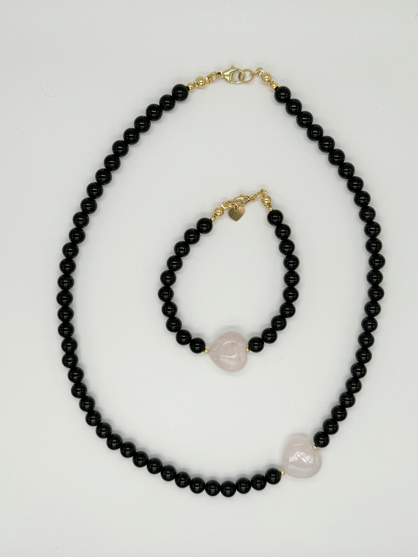 Black Tourmaline Rebel Heart Necklace / Gold Vermeil