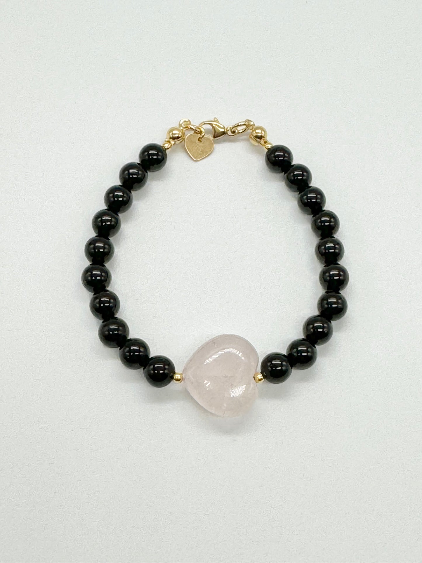 Black Tourmaline Rebel Heart Bracelet / Gold Vermeil