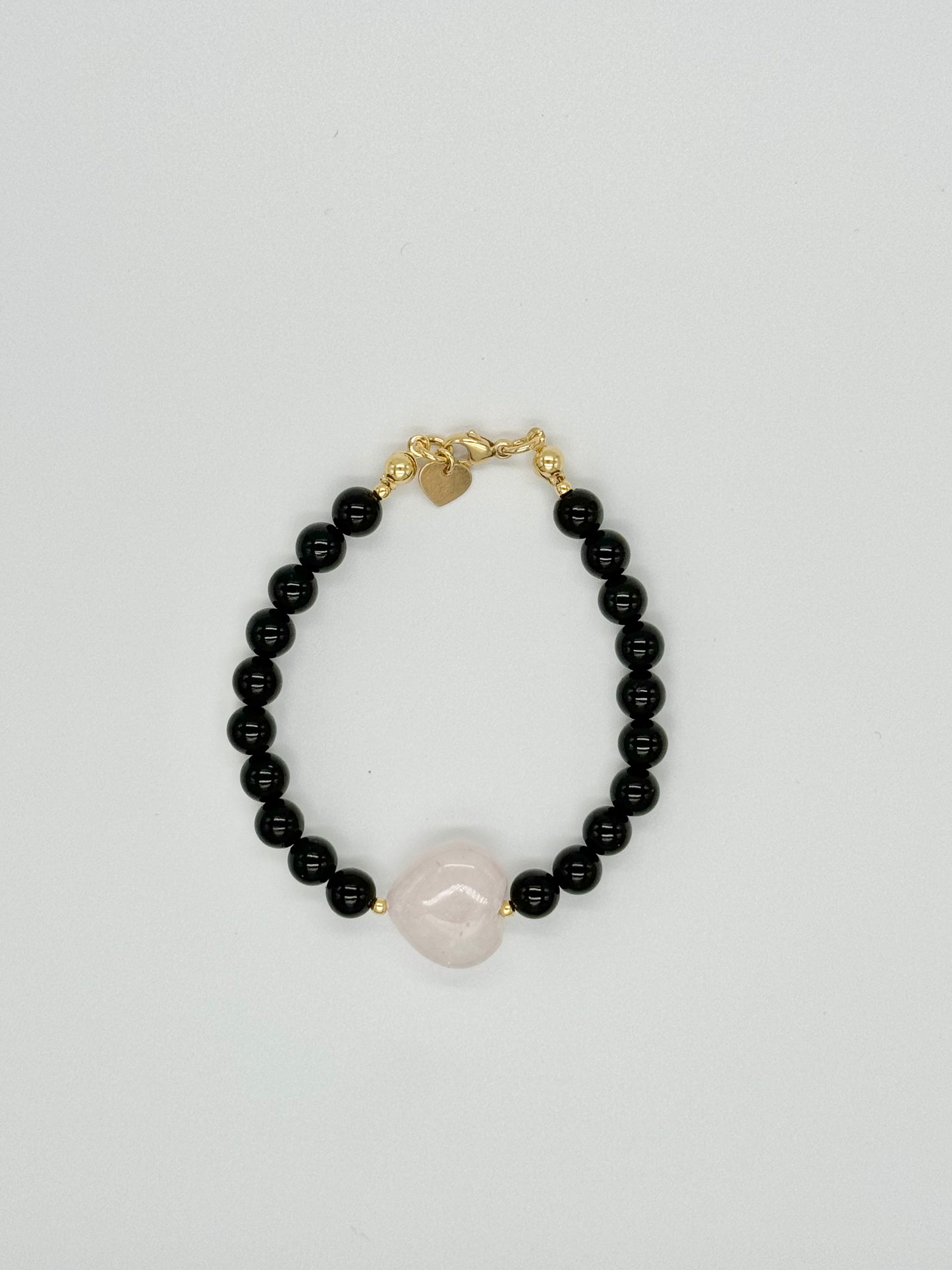 Black Tourmaline Rebel Heart Bracelet / Gold Vermeil