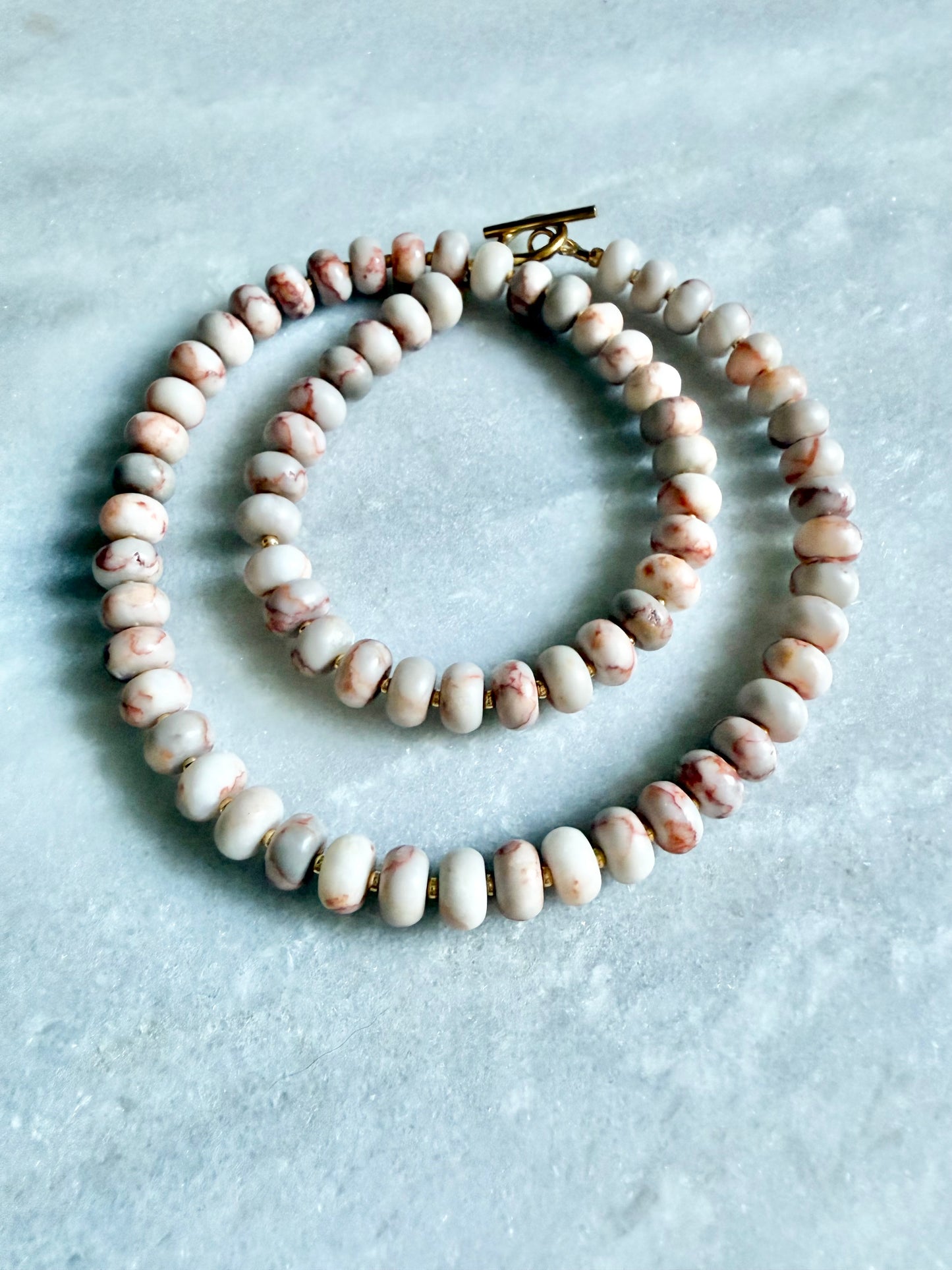 Red Vein Jasper Rondelle Necklace