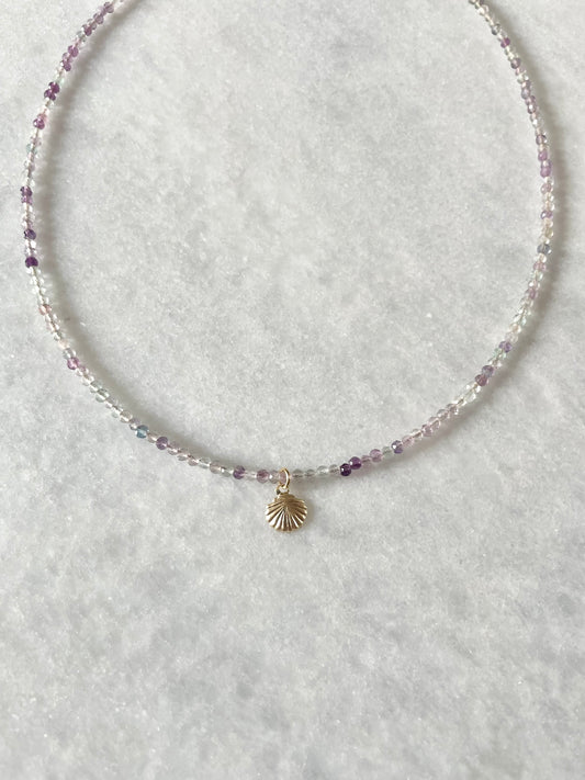 Dainty Rainbow Fluorite necklace / gold filled