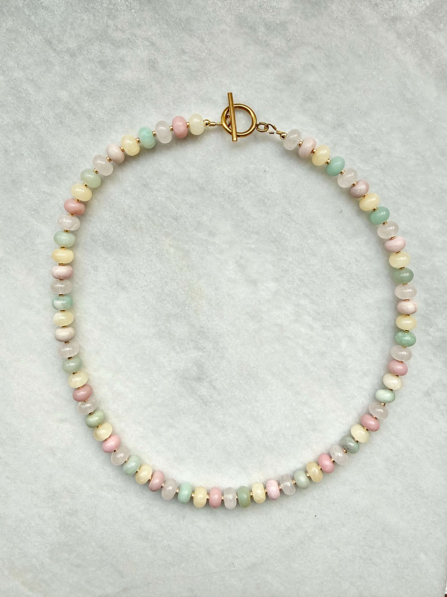 Pastel Gemstone Rondelle Necklace