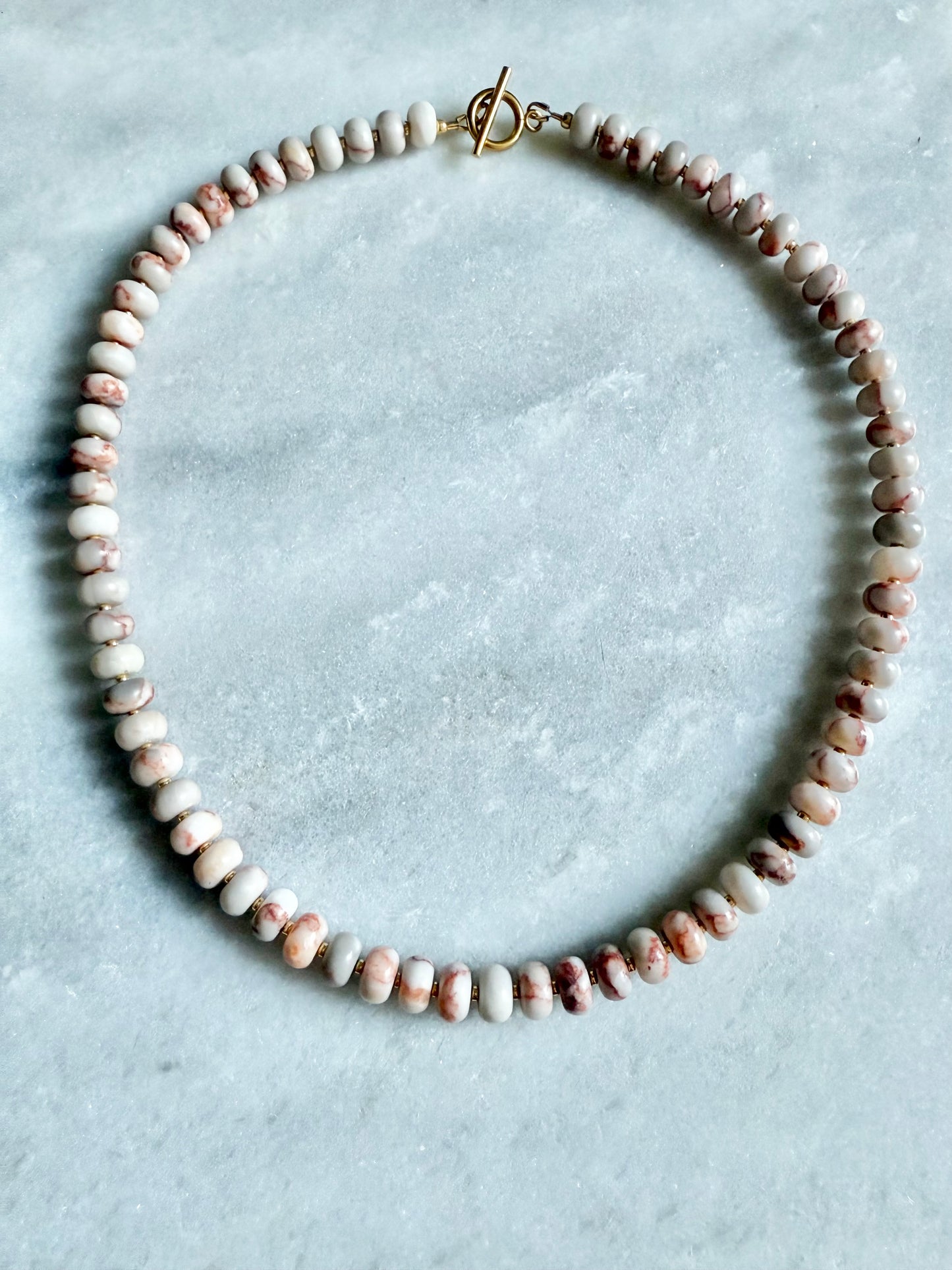 Red Vein Jasper Rondelle Necklace