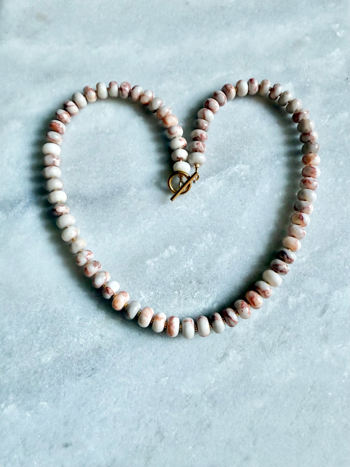 Red Vein Jasper Rondelle Necklace