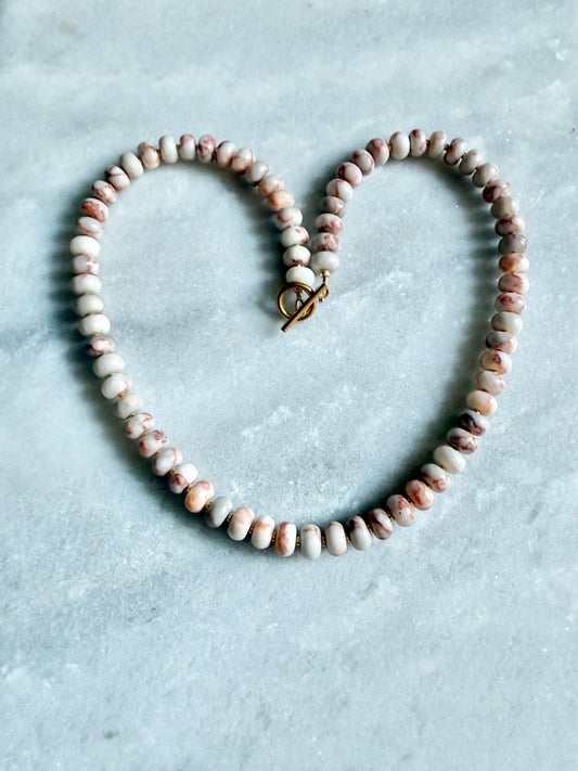 Red Vein Jasper Rondelle Necklace